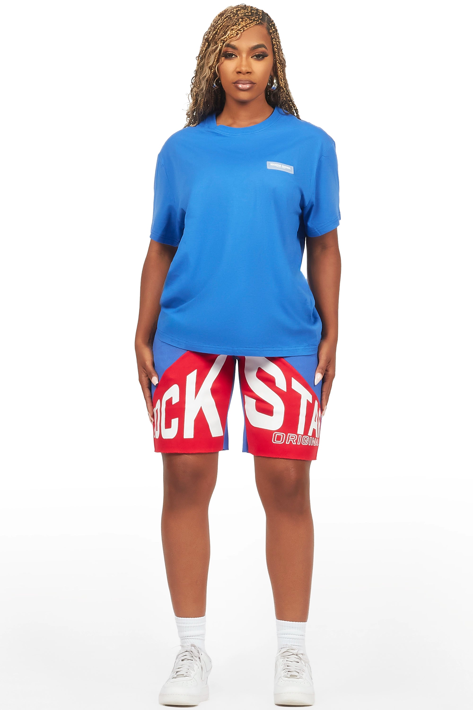 Diona Royal Blue T-Shirt Short Set