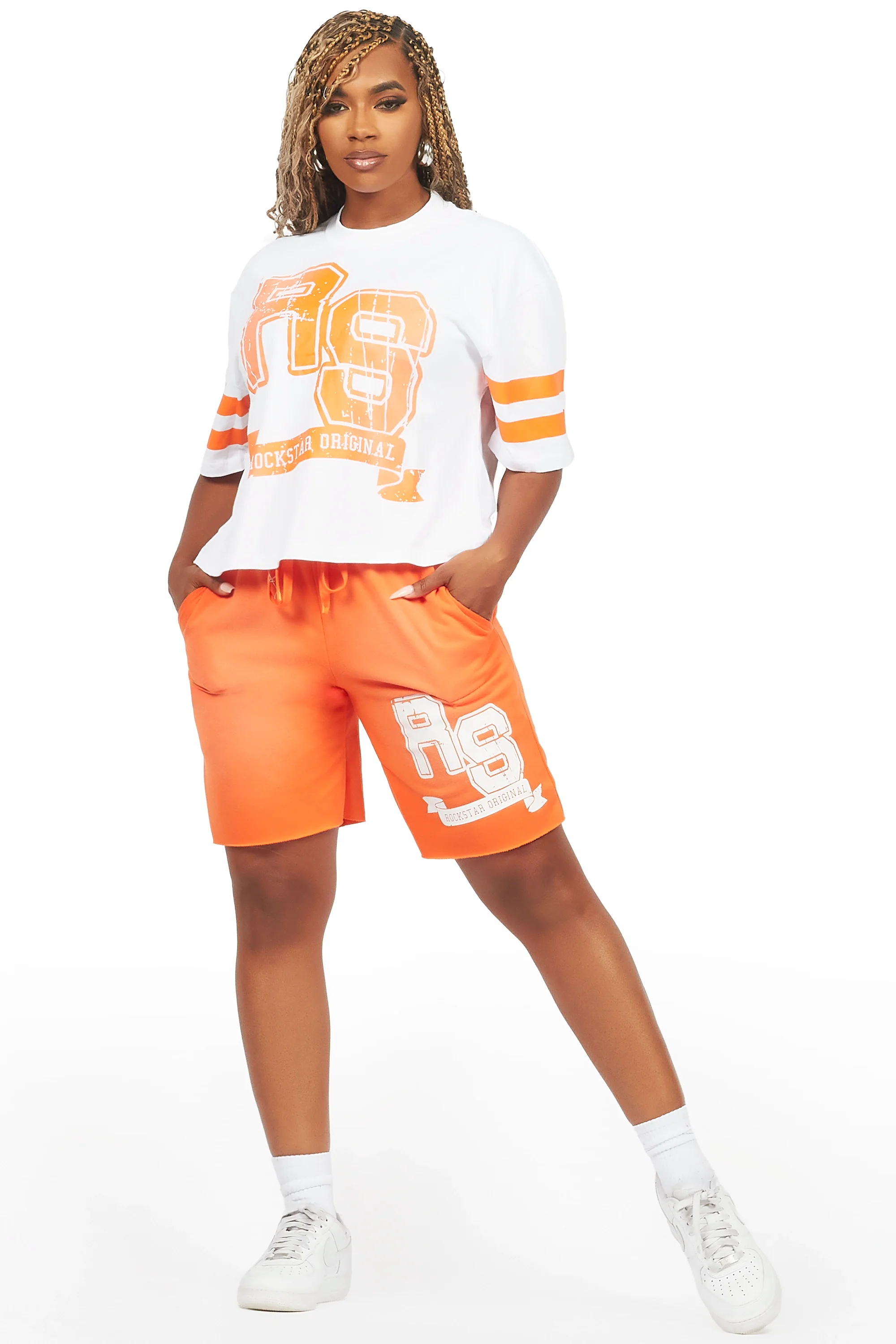 Tenita White/Orange T-Shirt Short Set