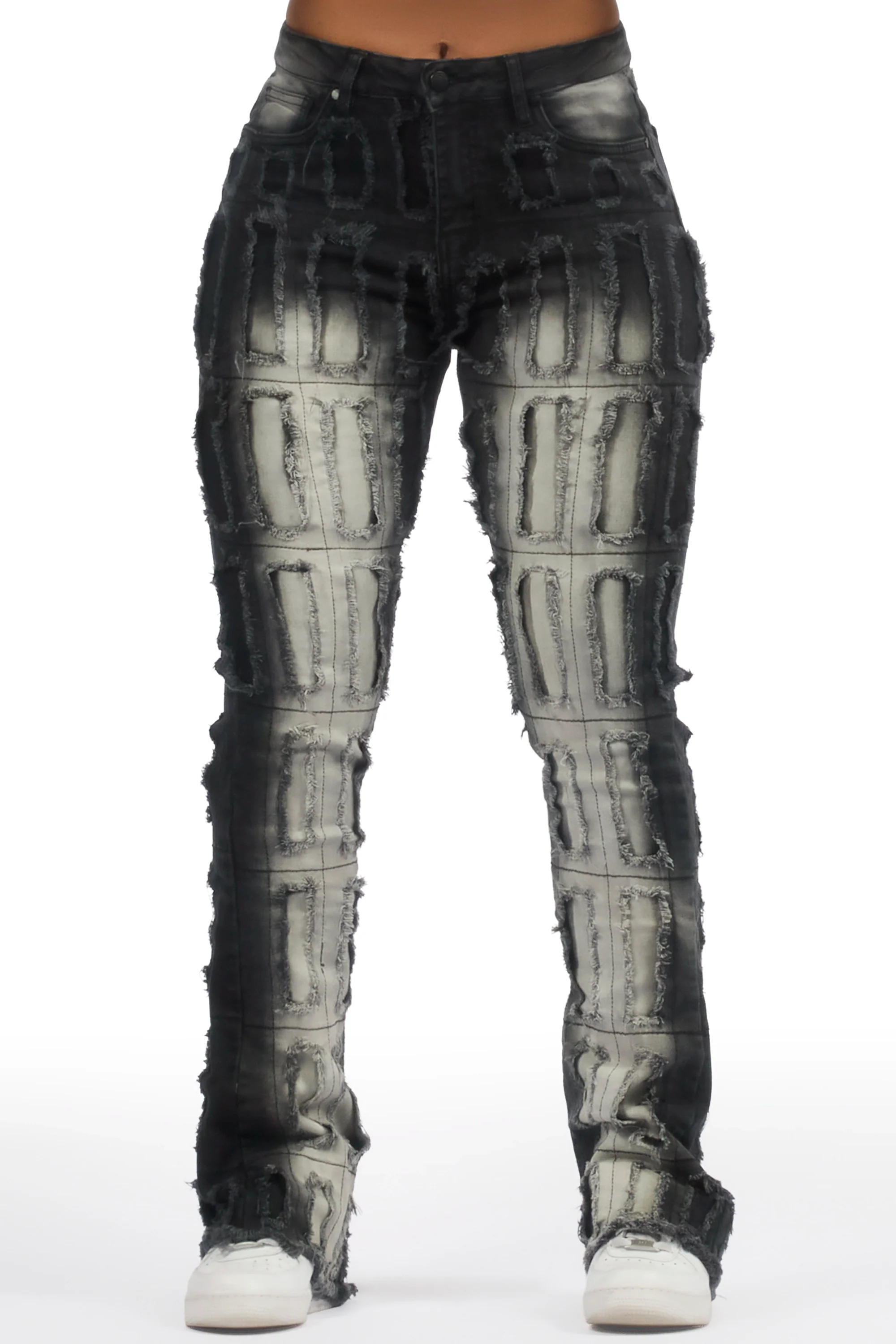 Taquila Grey Wash Stacked Flare Jean