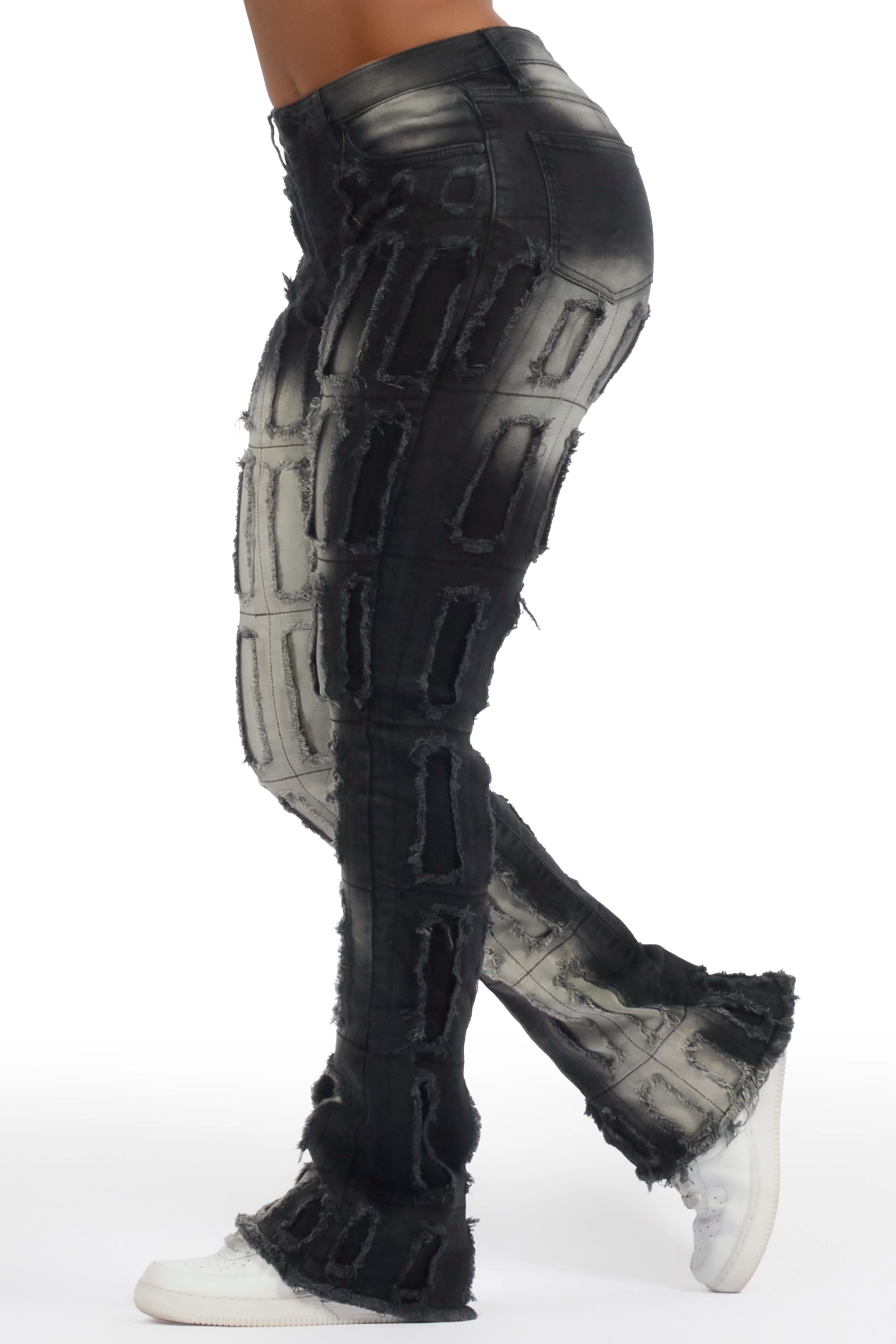 25004-taquila-grey-wash-stacked-flare-jean-4.jpg Taquila Grey Wash Stacked Flare Jean