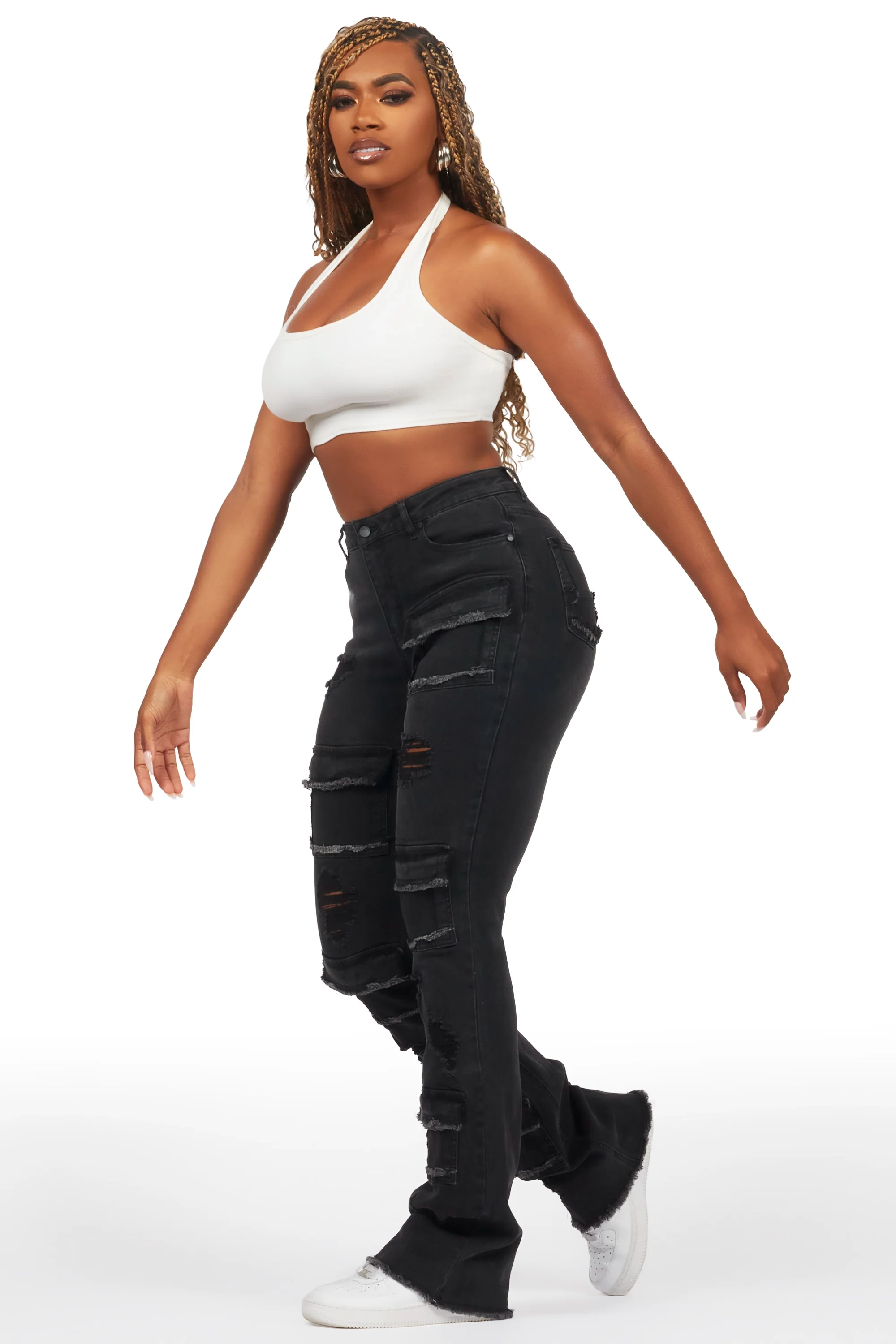 25086-antione-jet-black-stacked-flare-jean-3.webp Antione Jet Black Stacked Flare Jean