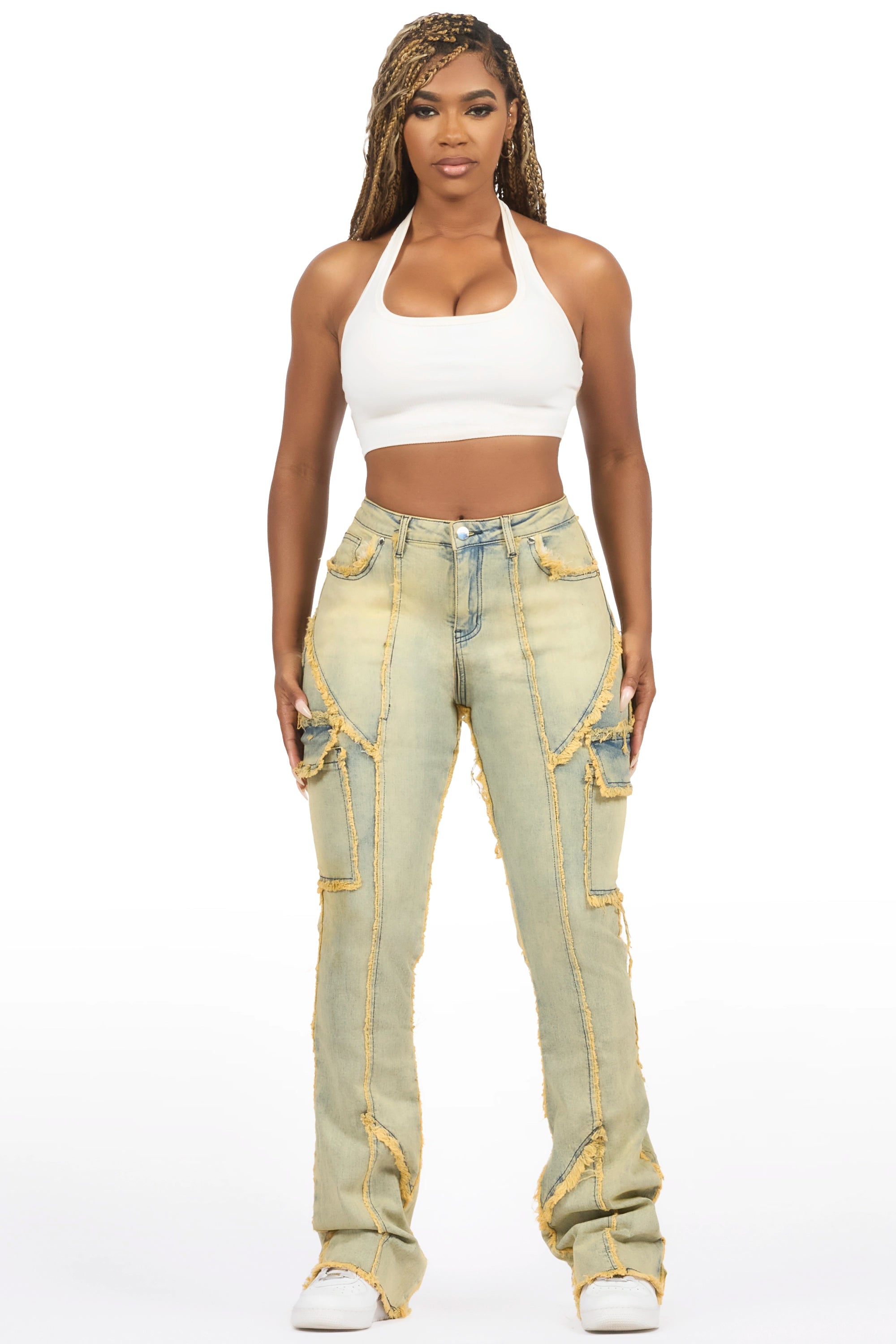 25135-keshia-dirty-blue-wash-stacked-flare-jean-4.jpg Keshia Dirty Blue Wash Stacked Flare Jean