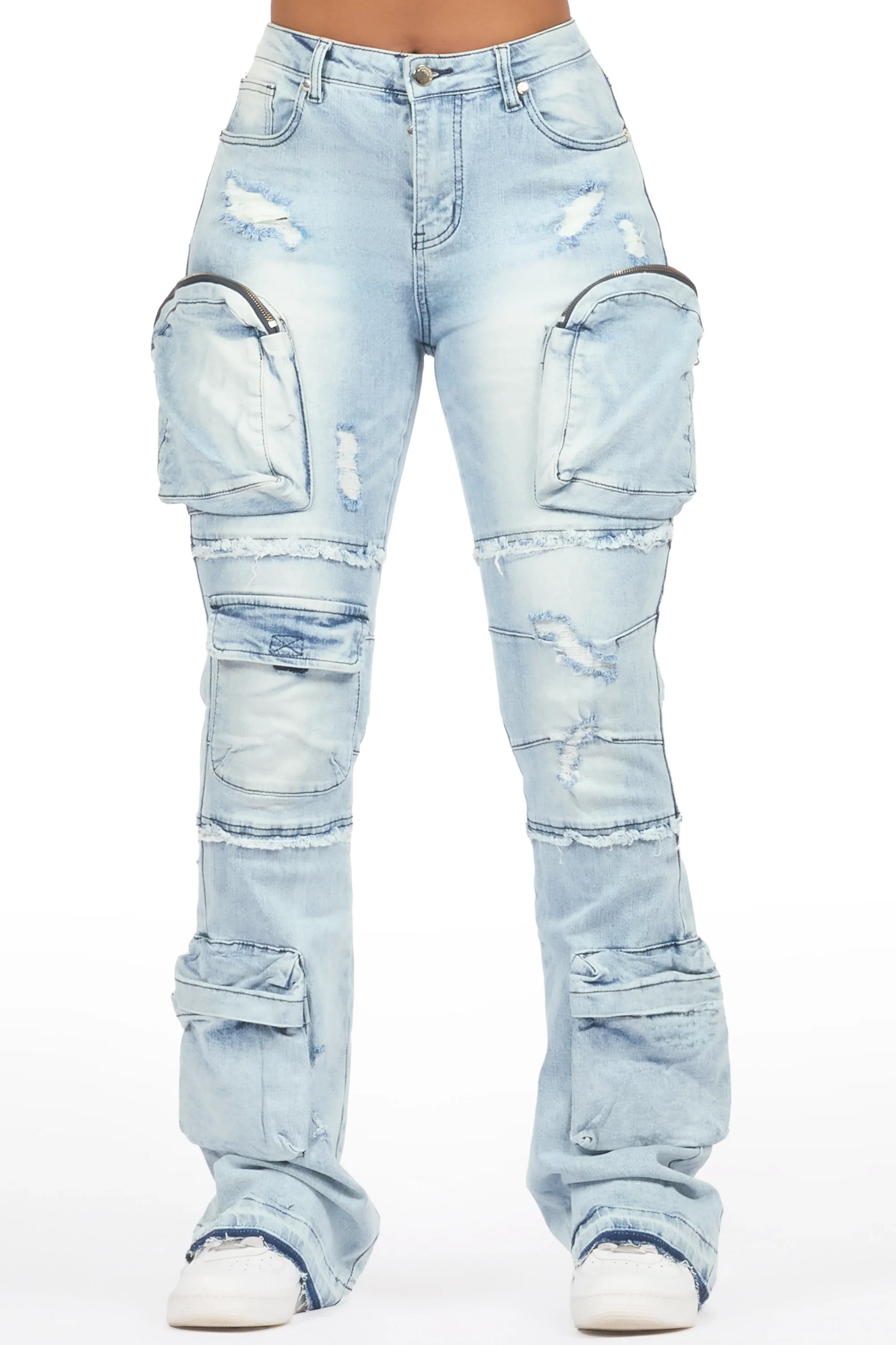 Toniesha Light Wash Stacked Flare Jean
