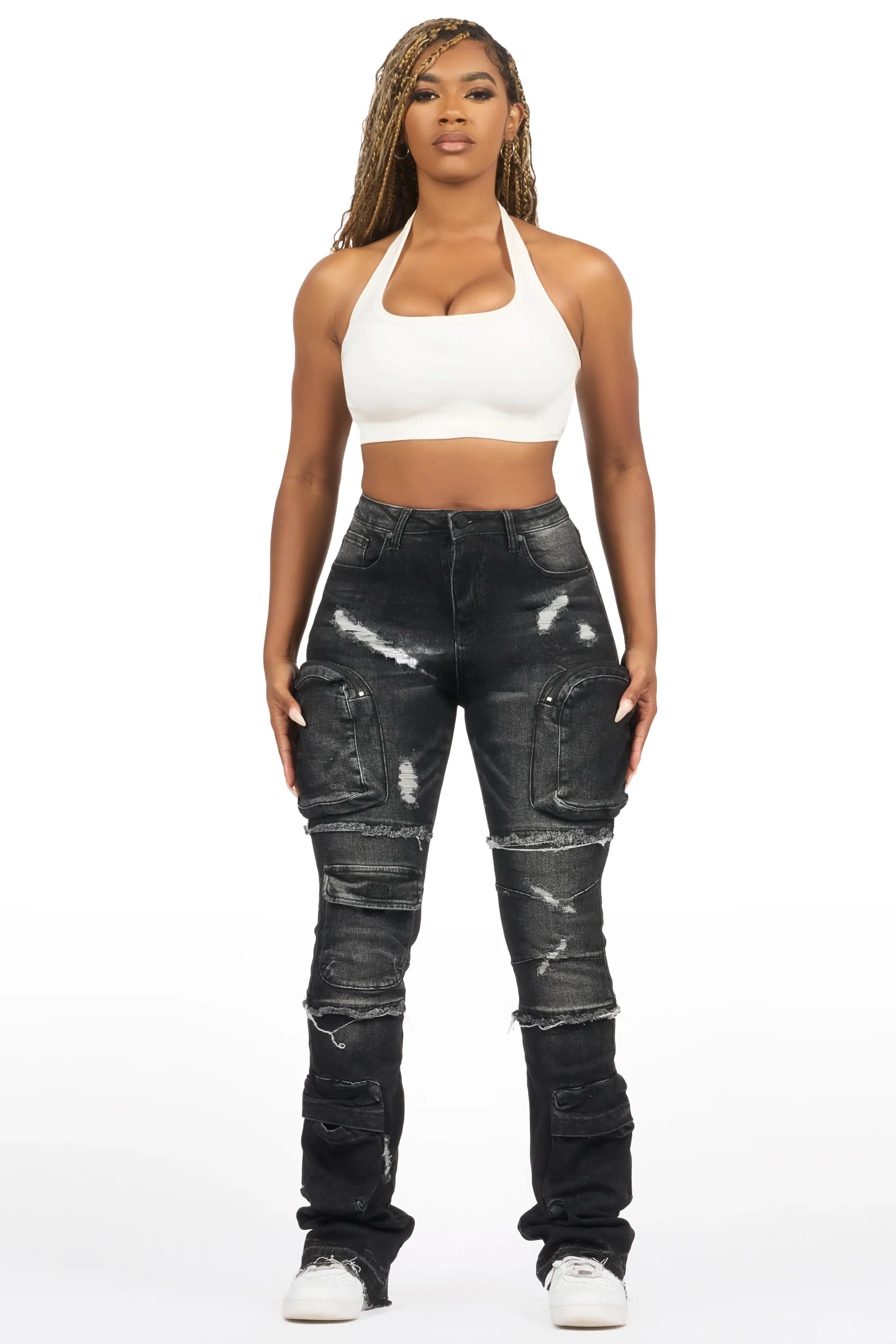 25159-toniesha-dark-grey-wash-stacked-flare-jean-4.webp Toniesha Dark Grey Wash Stacked Flare Jean