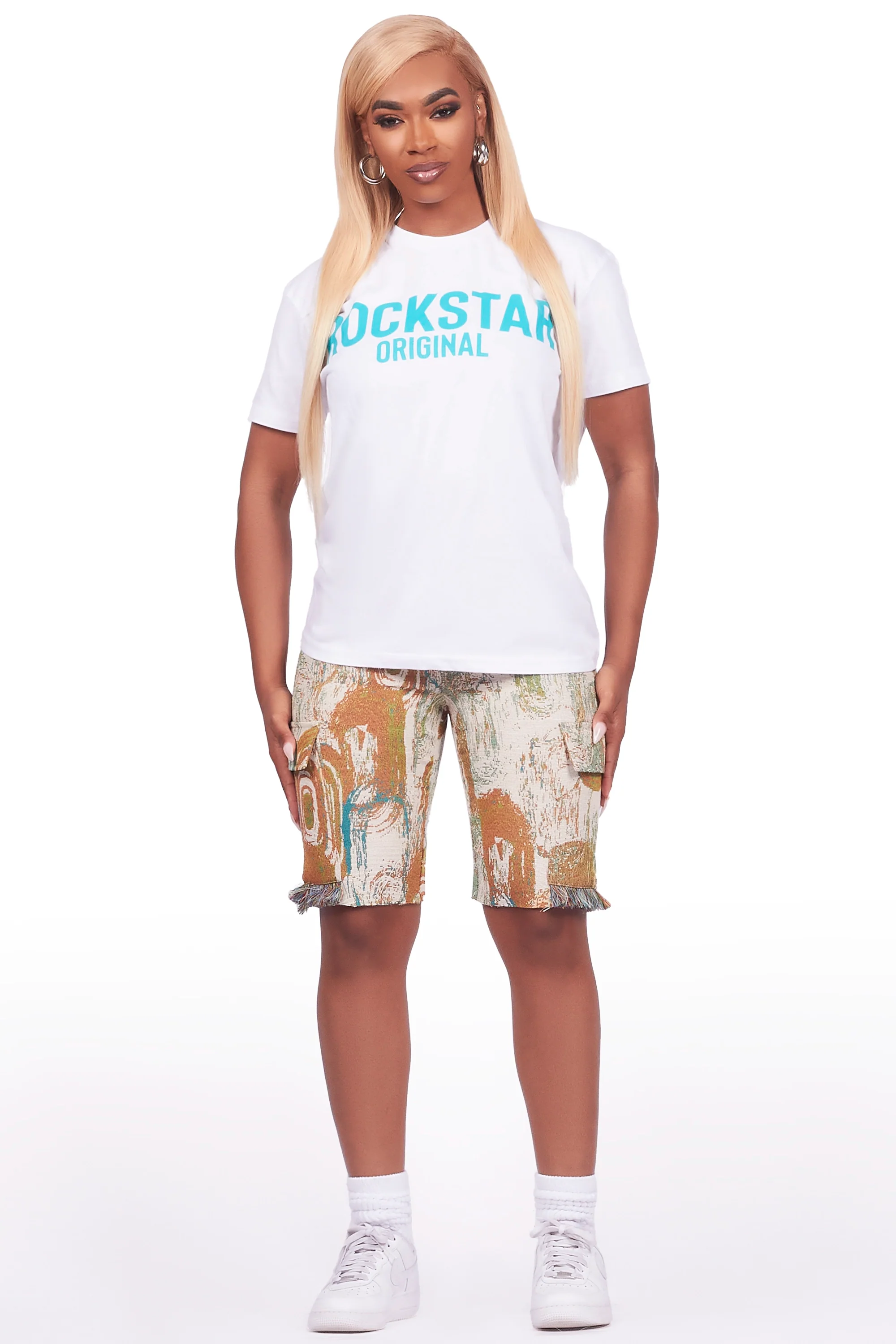Ameera White/Beige T-Shirt Short Set