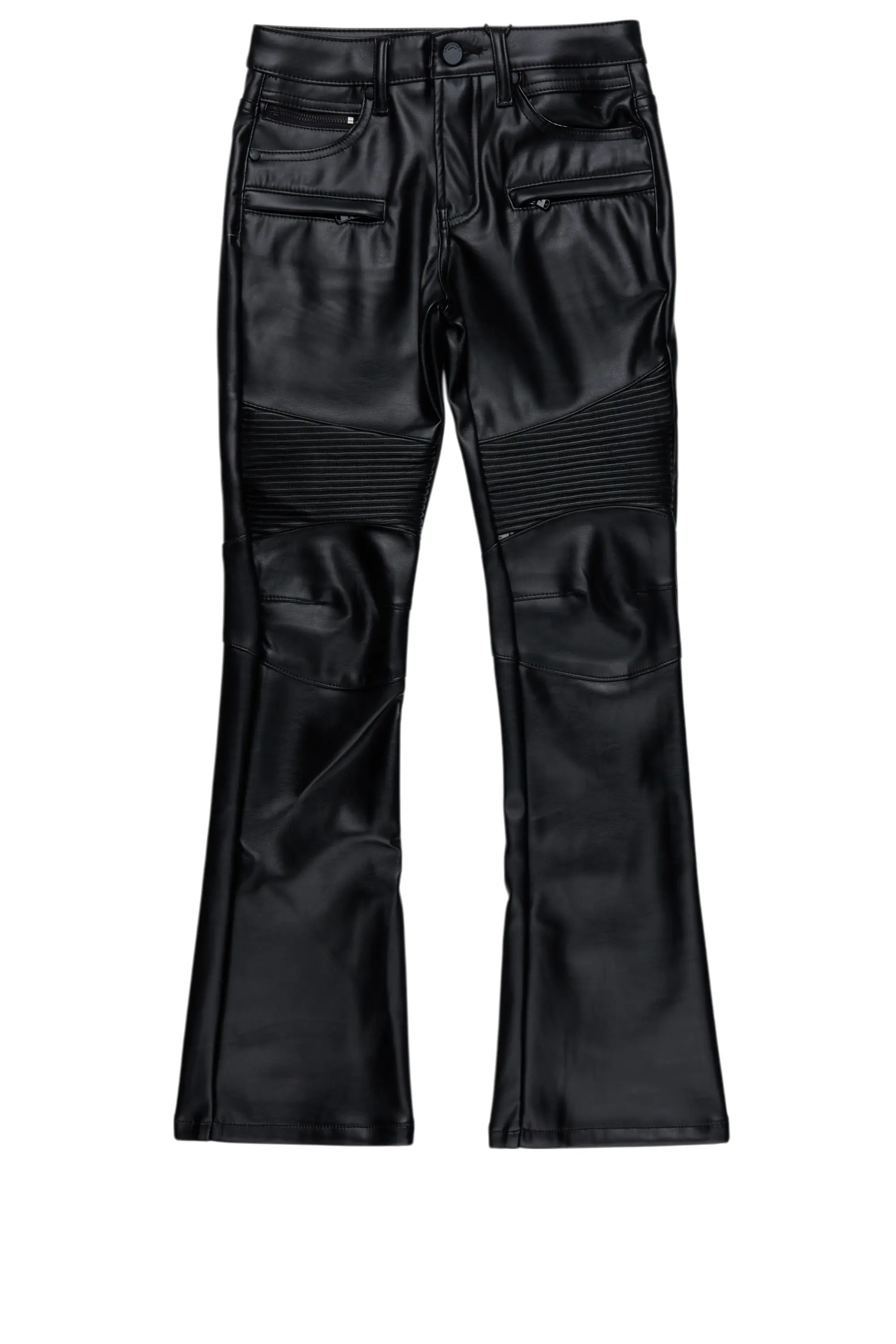 Boys Richh Black PU Biker Jean