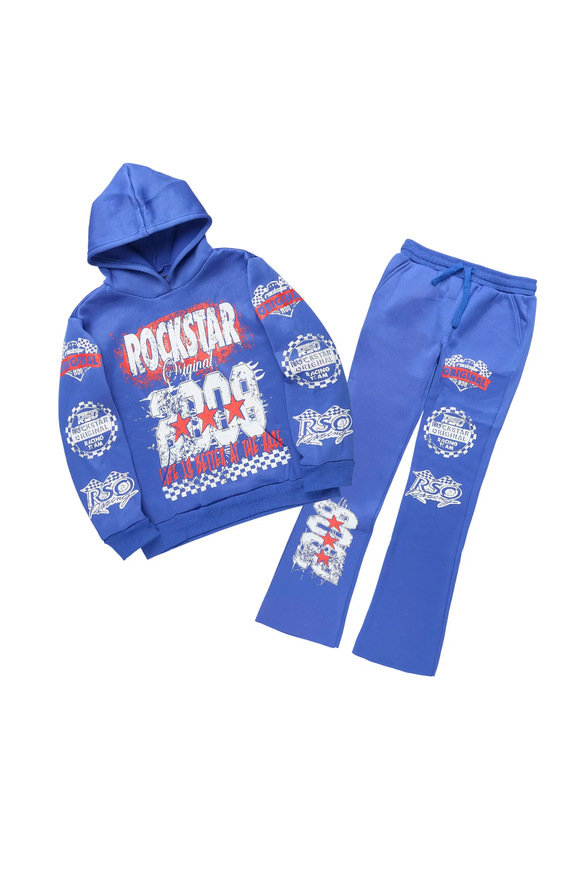 Boys Racing Grunge Royal Blue Stacked Track Set