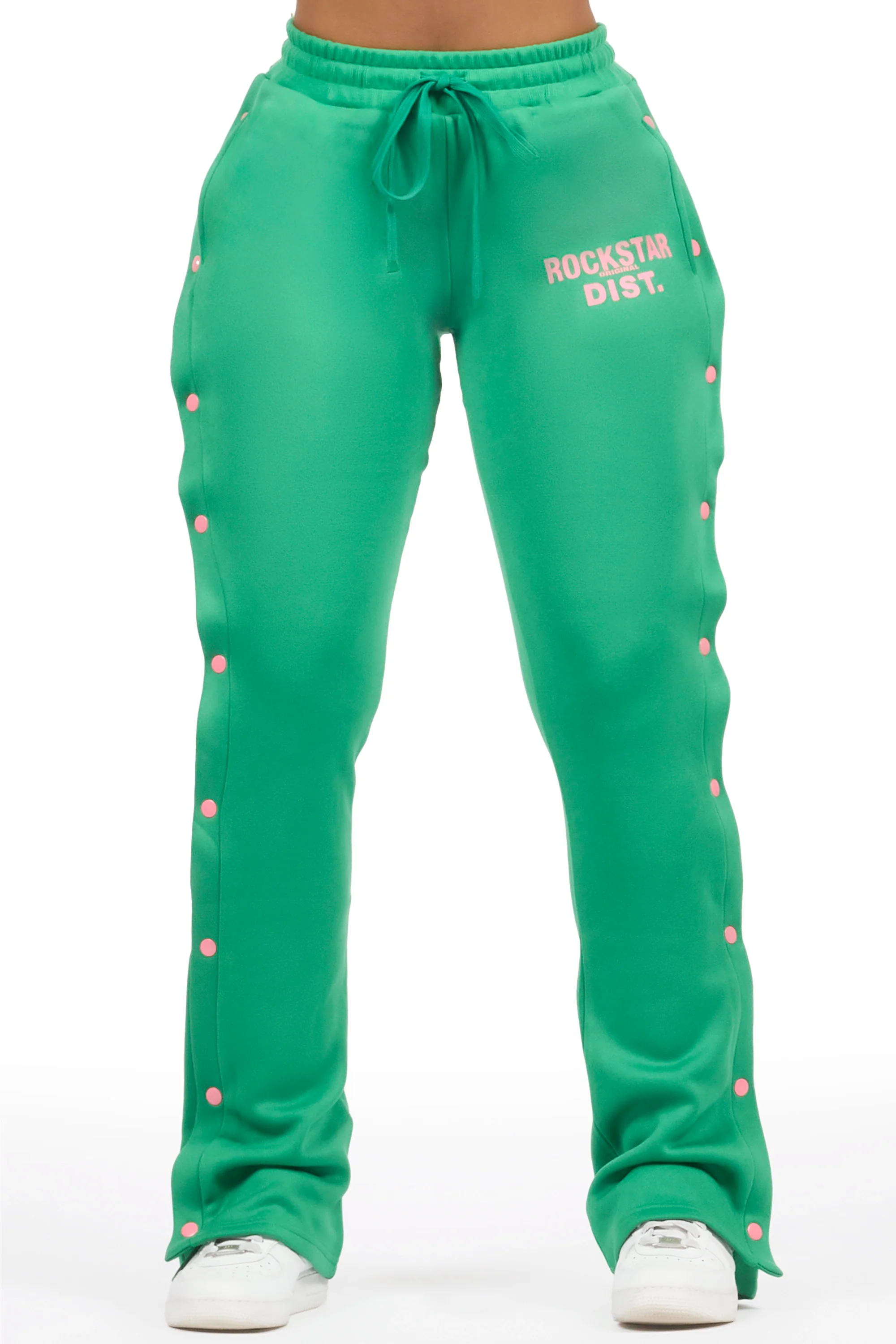 Kenniyah Green Snap Stacked Track Pant
