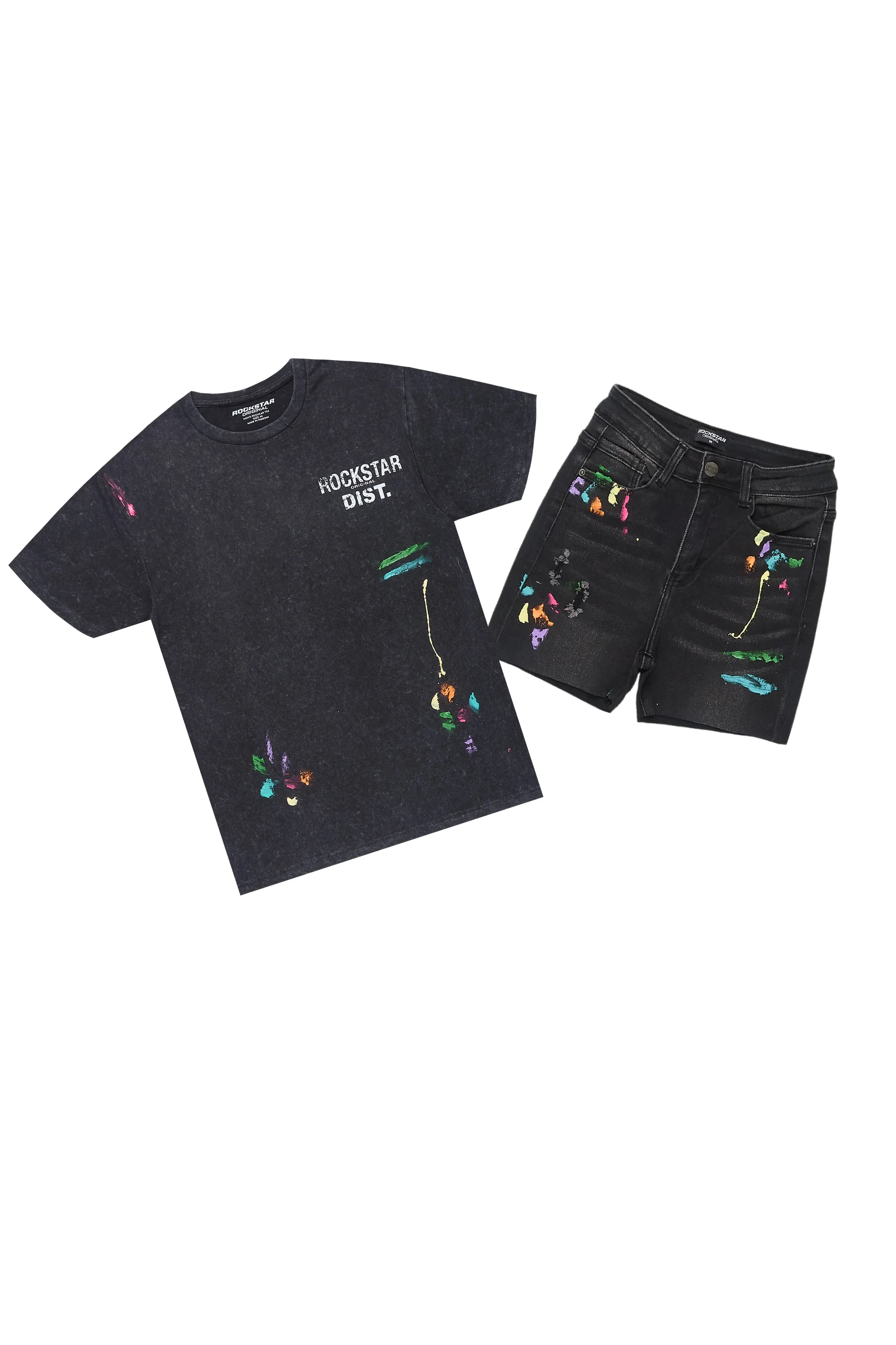 Kristena Black Denim Short Set
