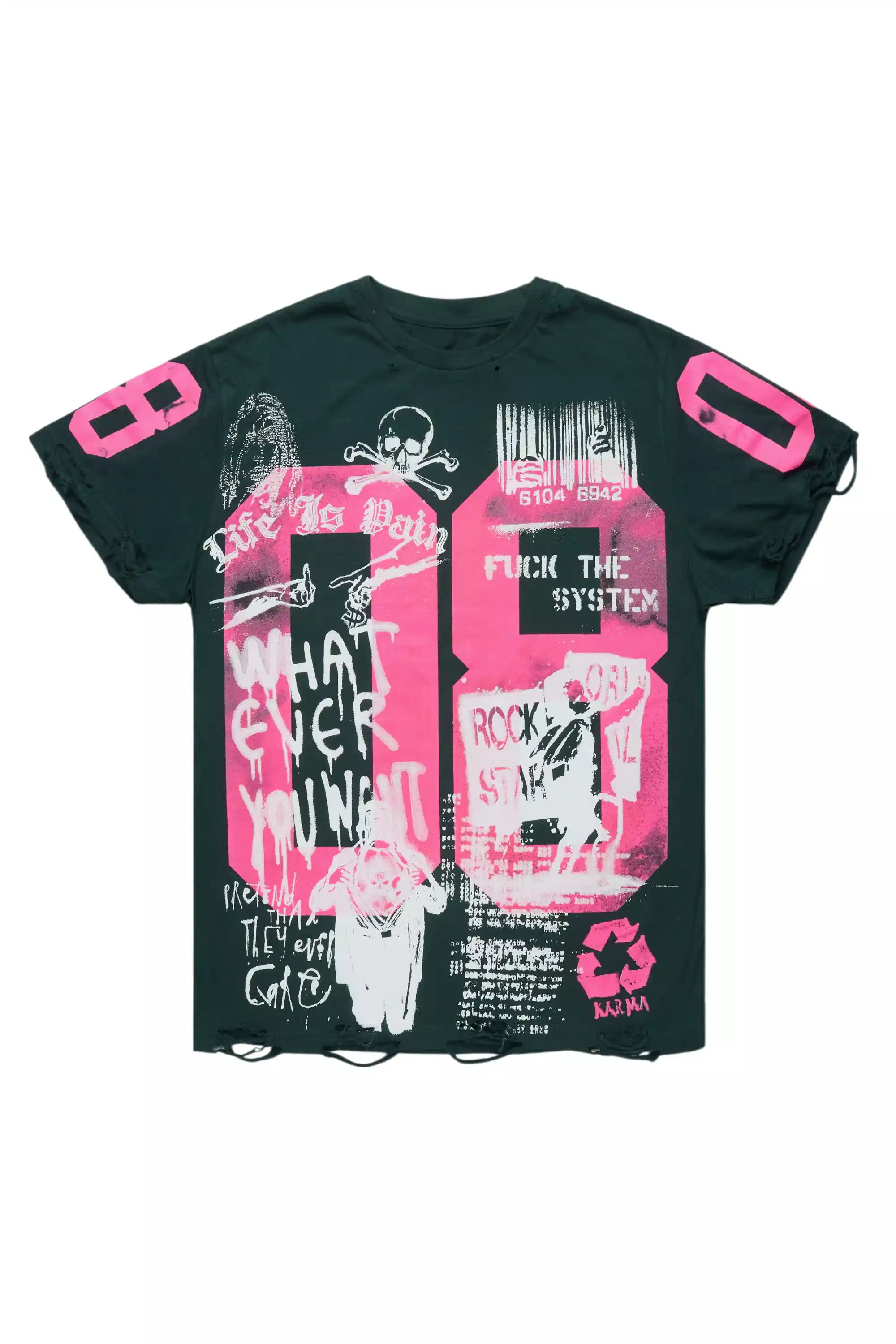 Kammile Green/Pink Oversized T-Shirt
