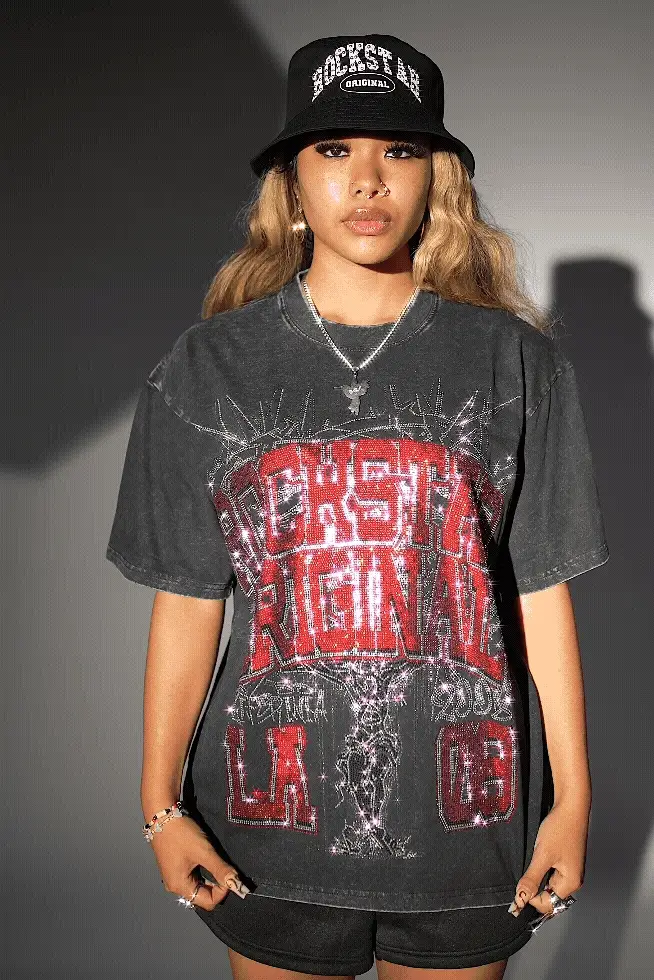 Iesha Black Rhinestone T-Shirt
