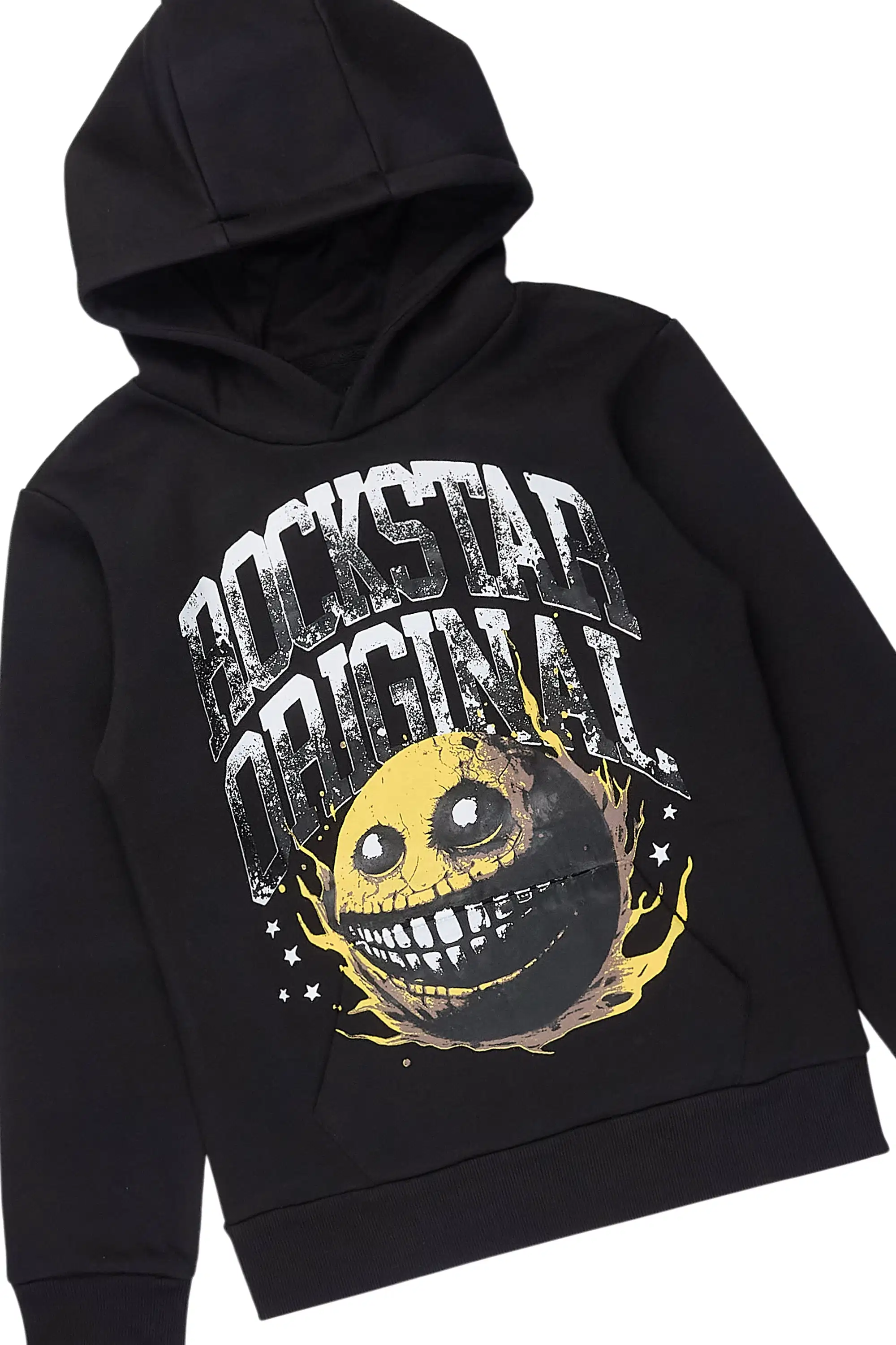 Boys Parsons Black Hoodie/Stacked Jean Set