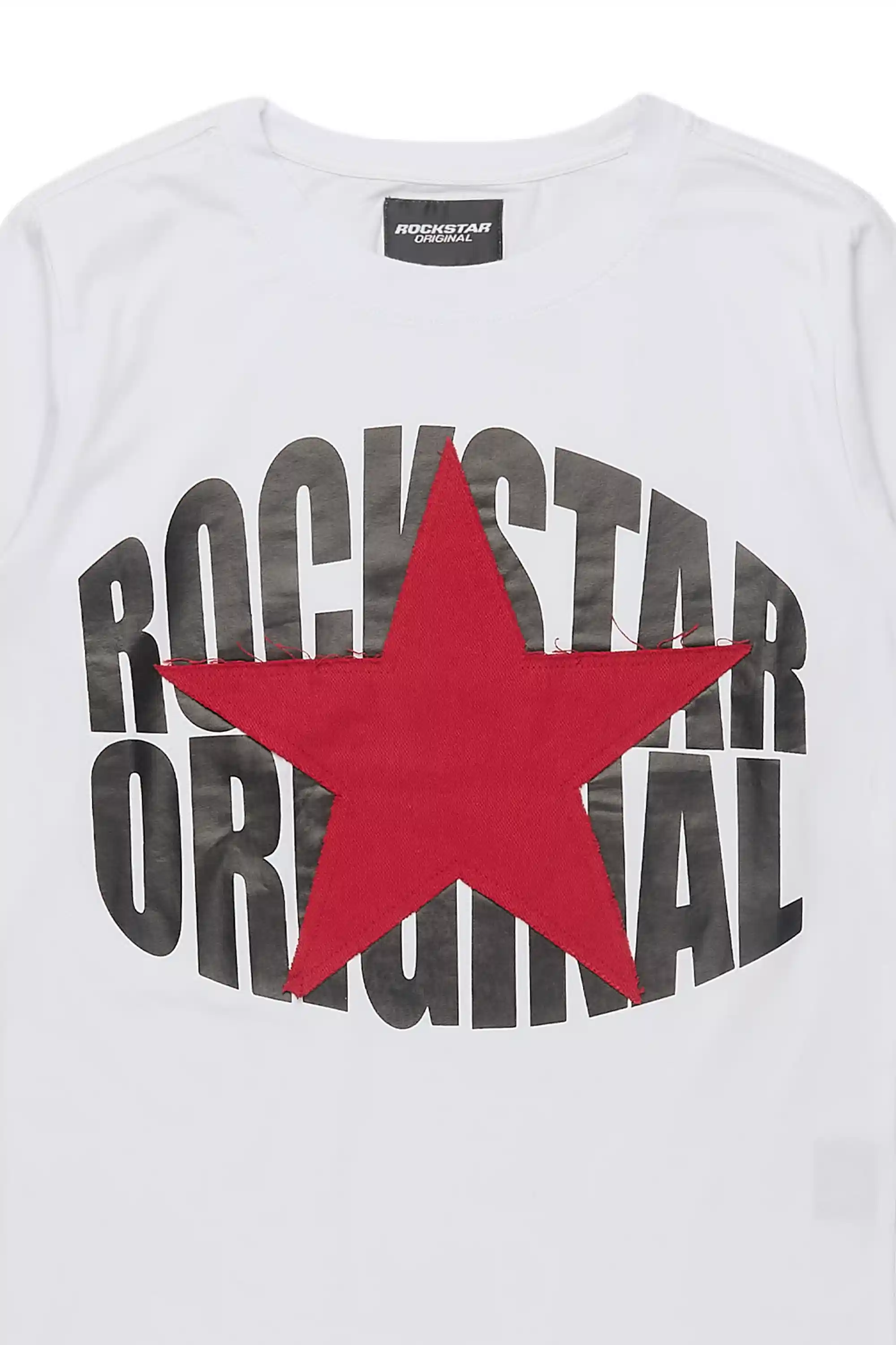 Boys State L/S White/Red Graphic T-Shirt with Patch
