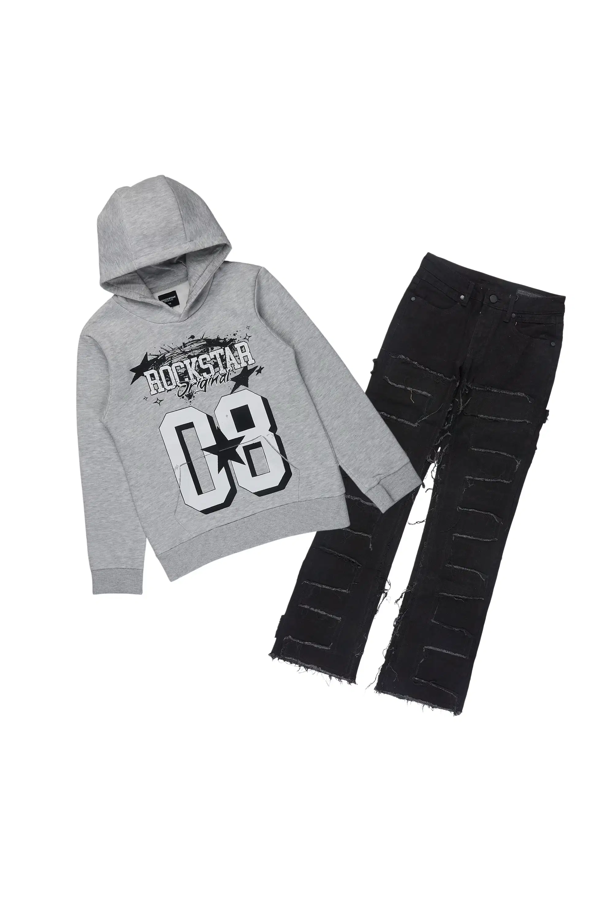 Boys All Star Grey Hoodie/Stacked Jean Set