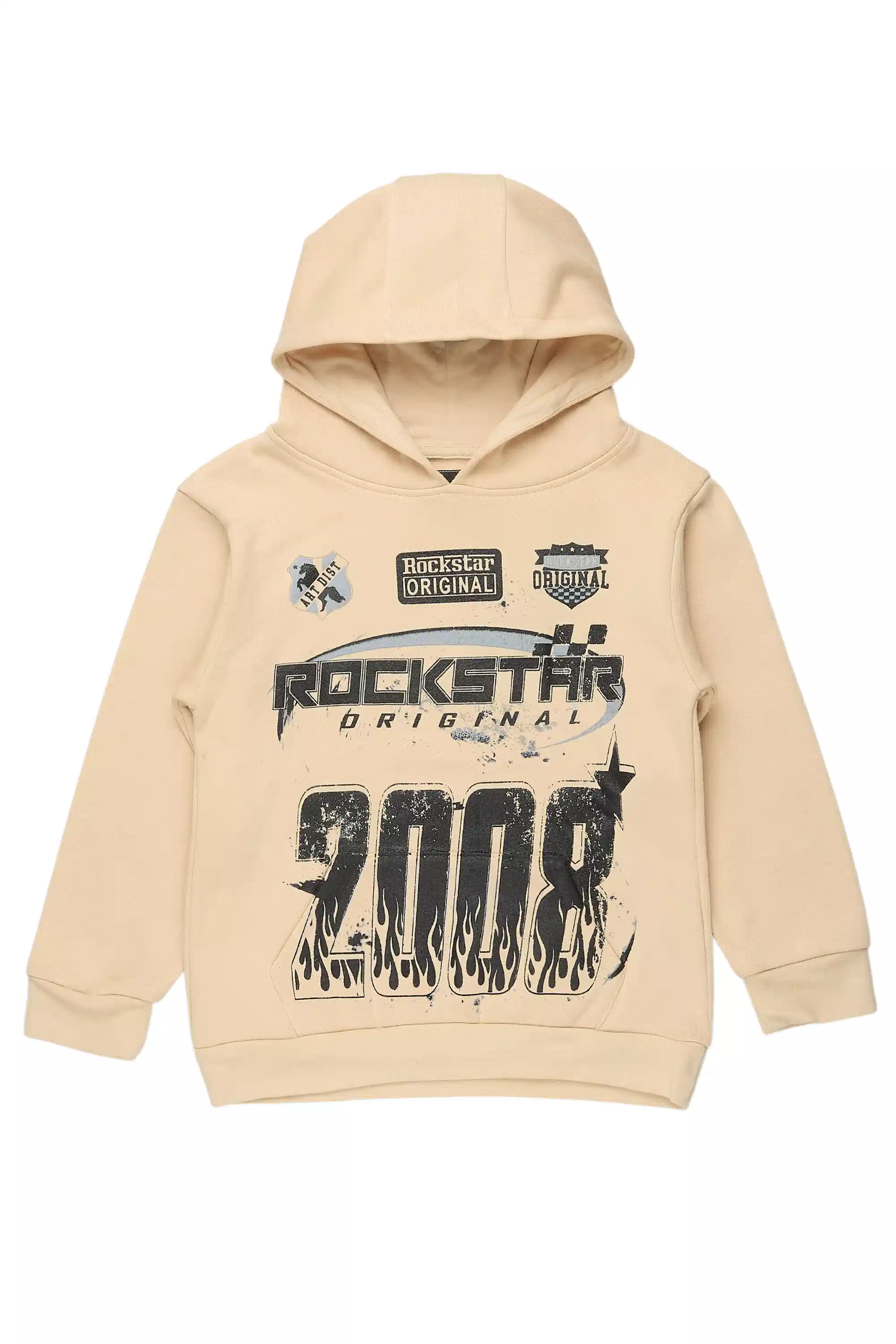 Boys Amos Beige/Black Graphic Hoodie