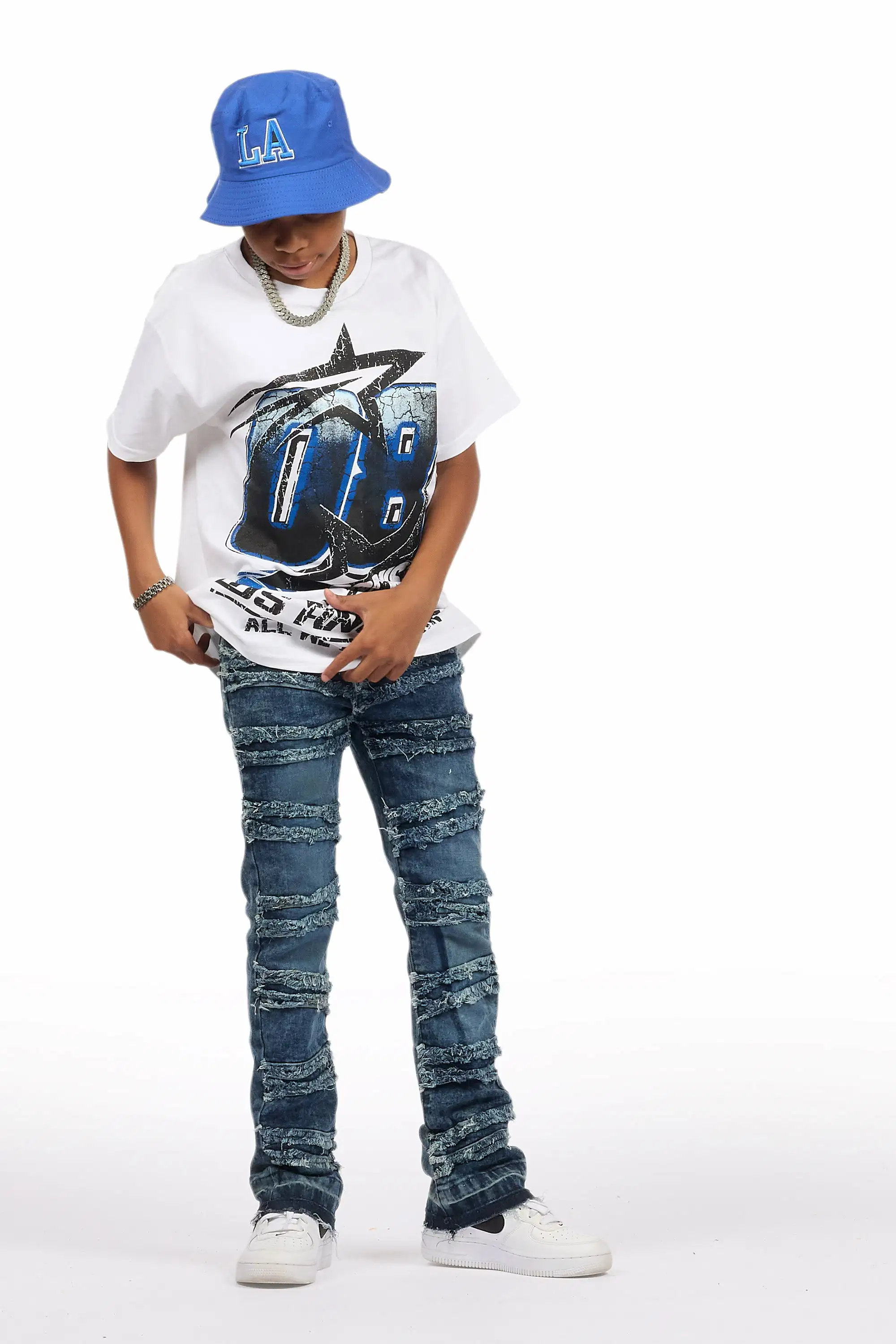 330-boys-eli-blue-wash-flare-frayed-jean-4.webp Boys Eli Blue Wash Flare Frayed Jean