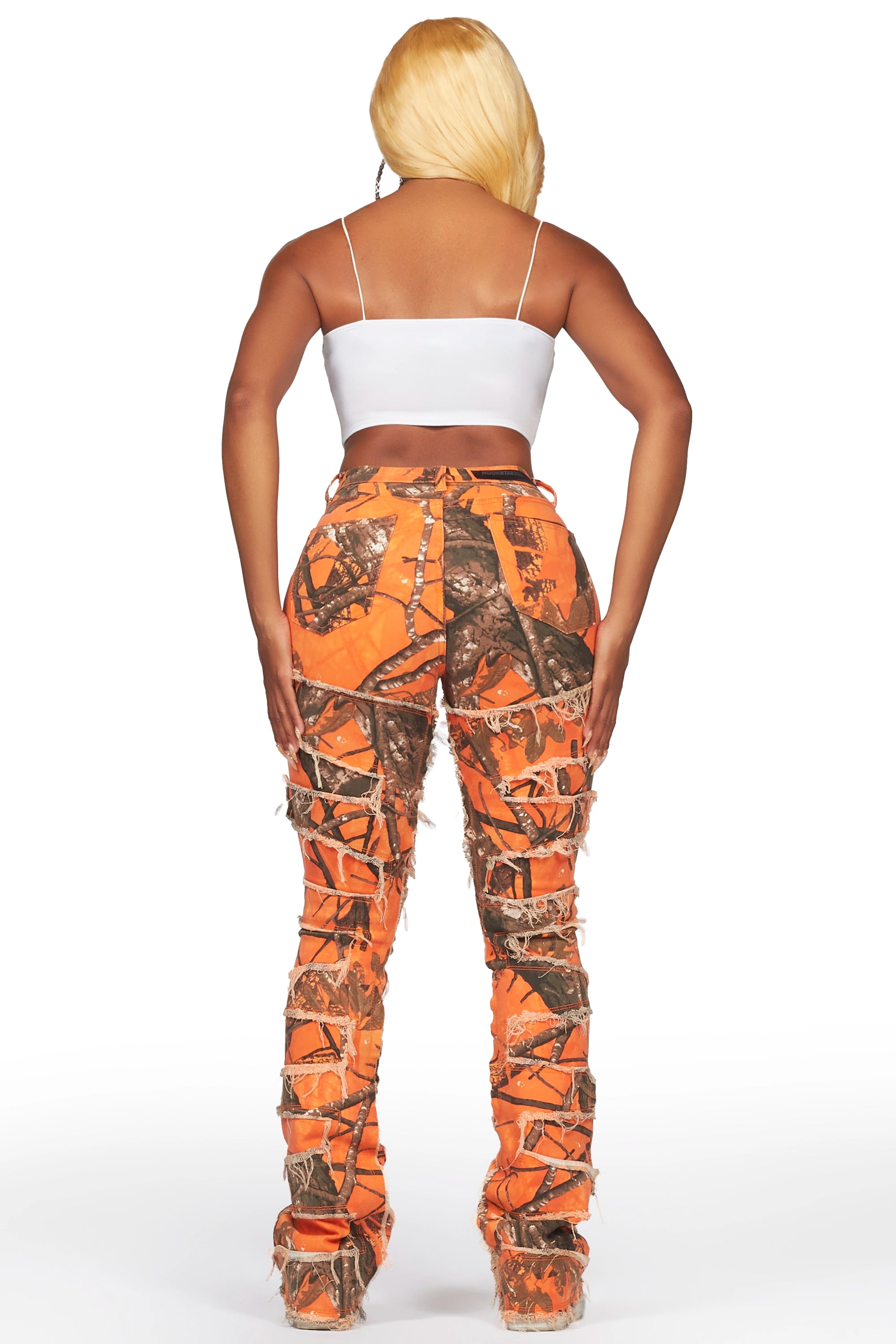 3627-zariyah-orange-tree-camo-stacked-flare-jean-3.jpg Zariyah Orange Tree Camo Stacked Flare Jean