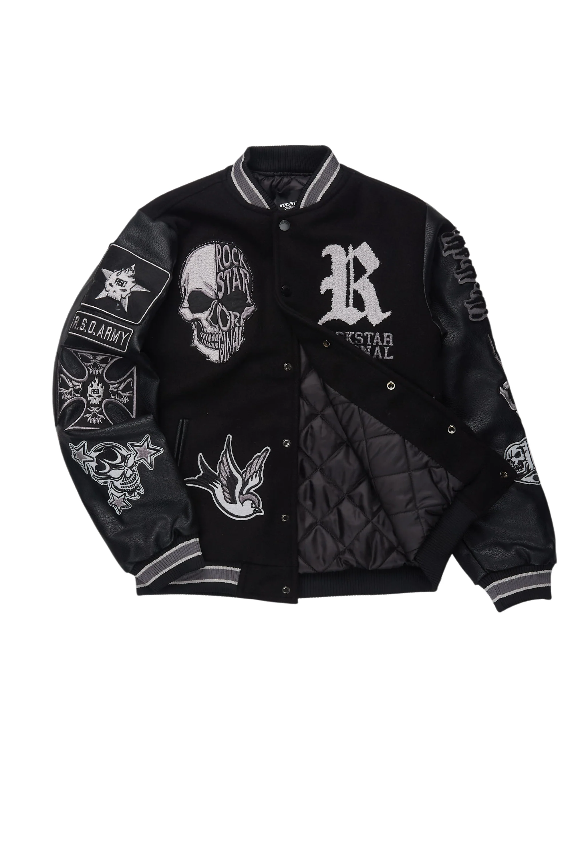 Boys Vidar 2.0 Black Varsity Jacket