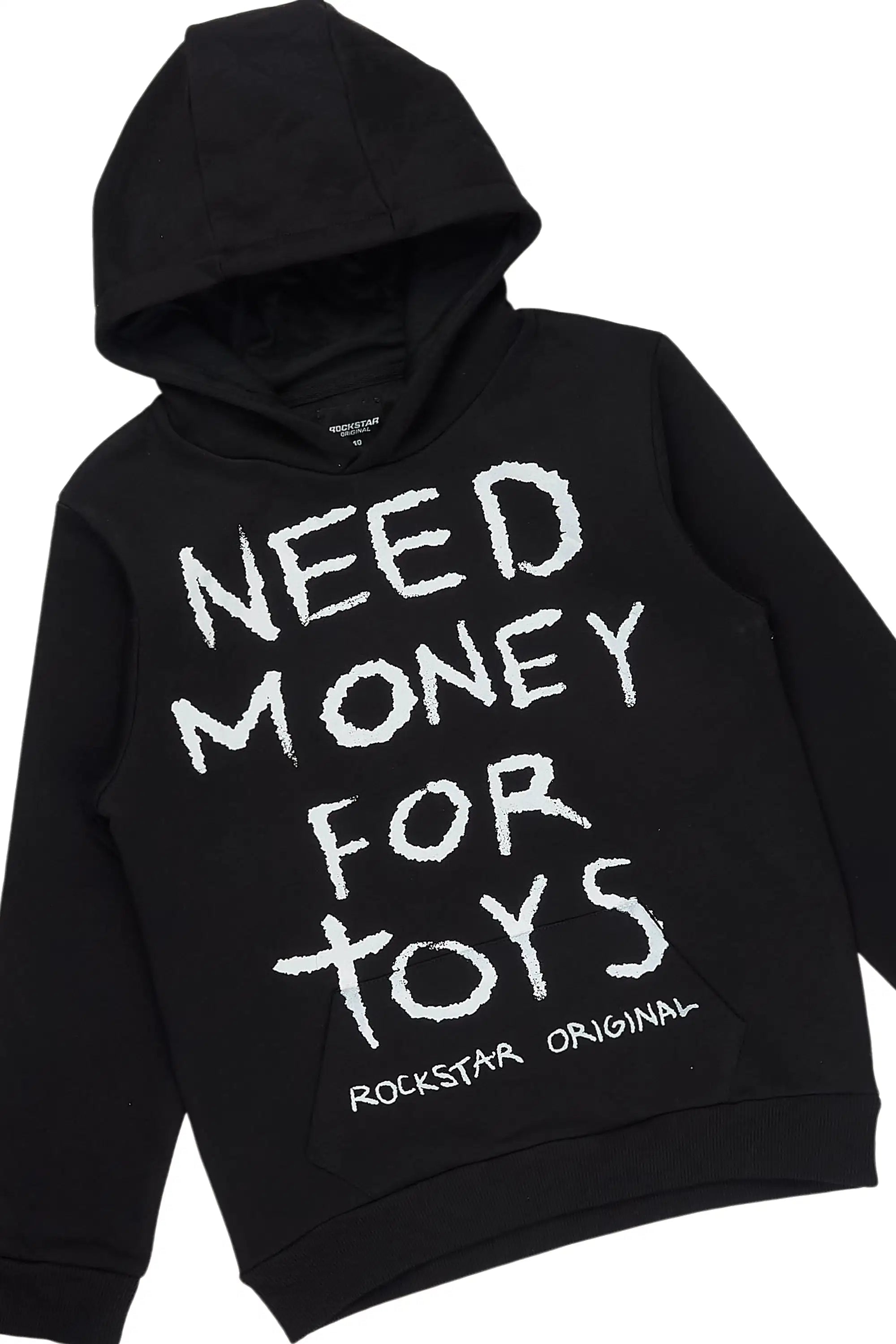Boys M4 Toys Black Hoodie Stacked Jean Set