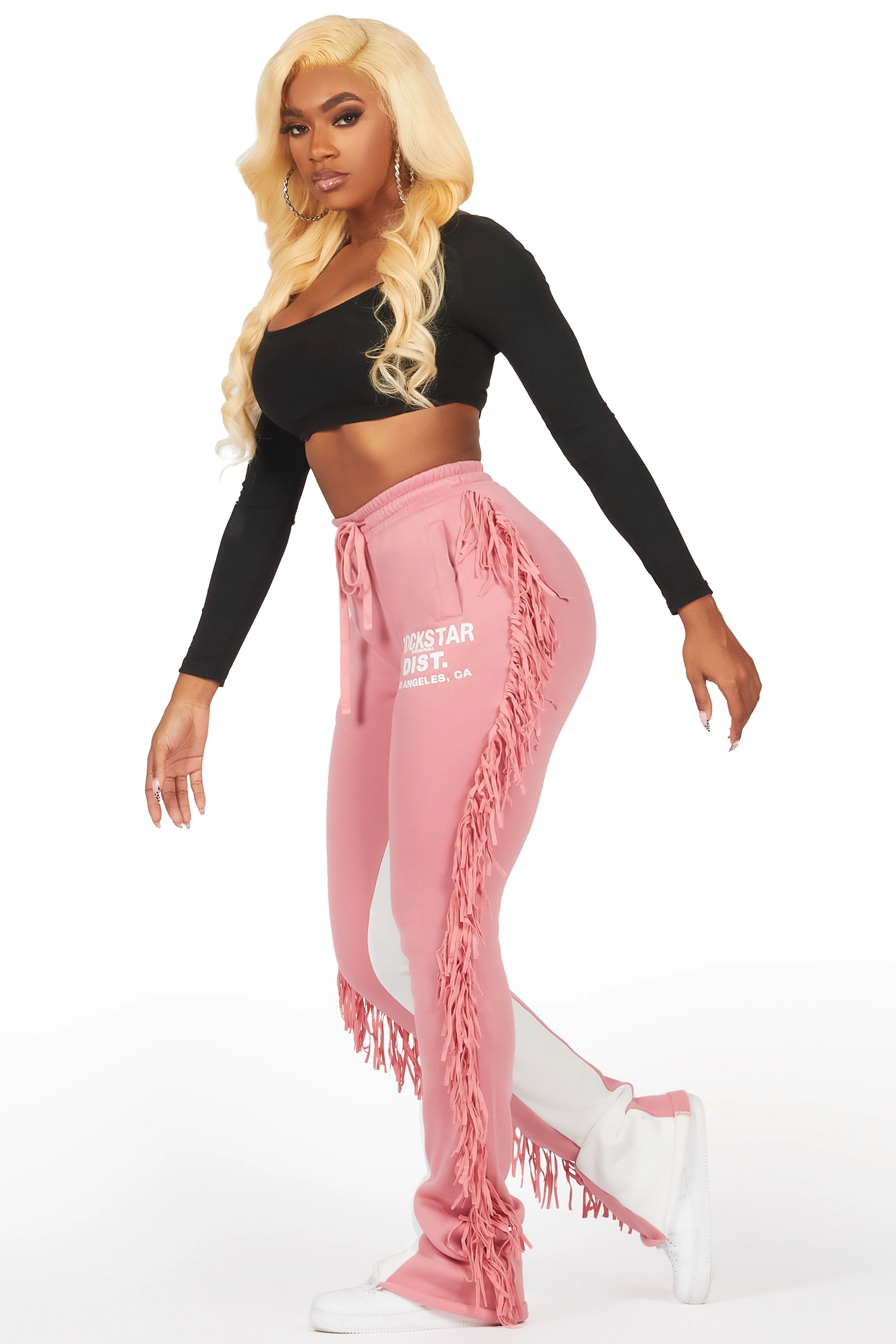 4798-kendra-pink-fringe-stacked-flare-track-pant-4.jpg Kendra Pink Fringe Stacked Flare Track Pant