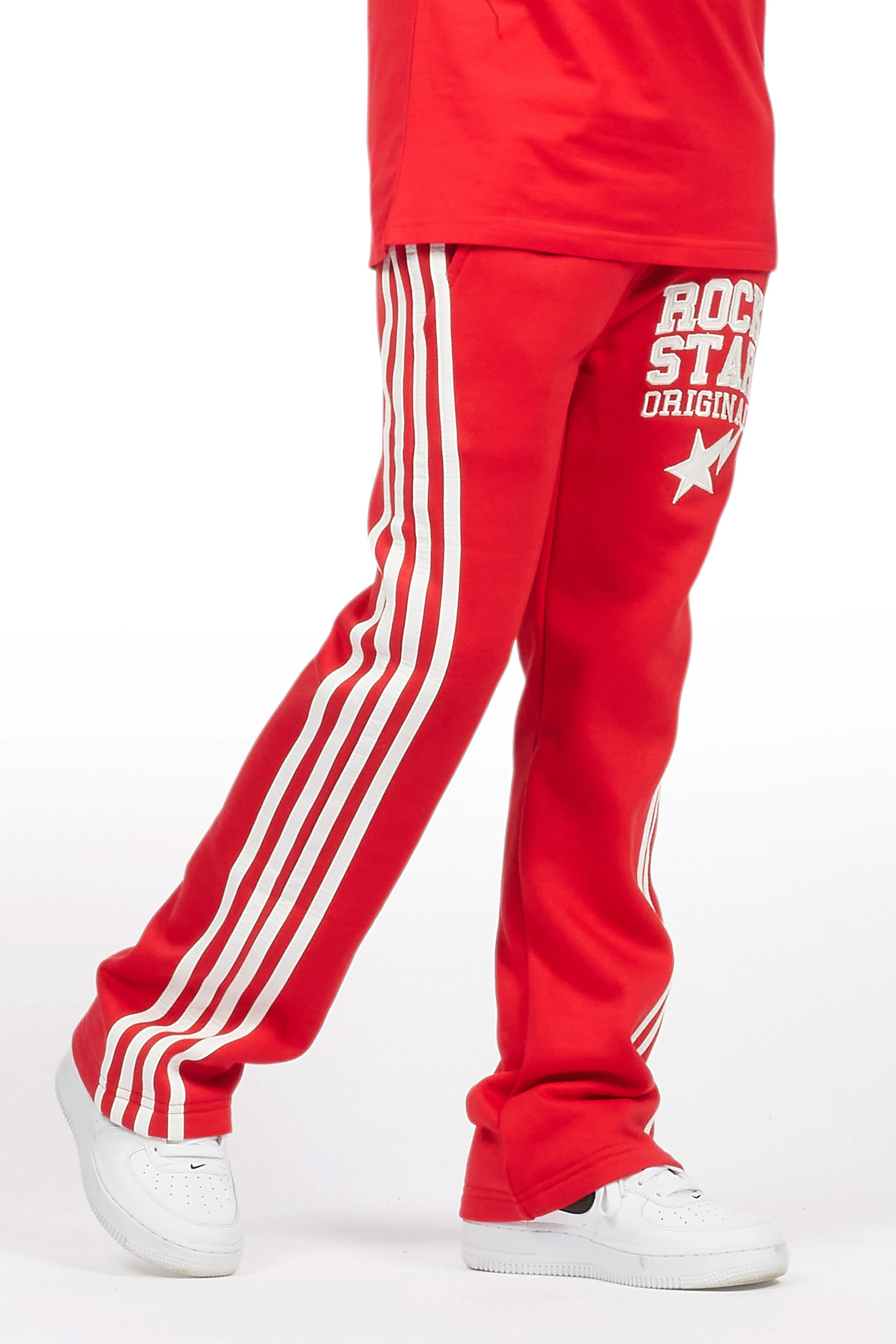 Boys Gerrit Red Stacked Baggy Track Pant