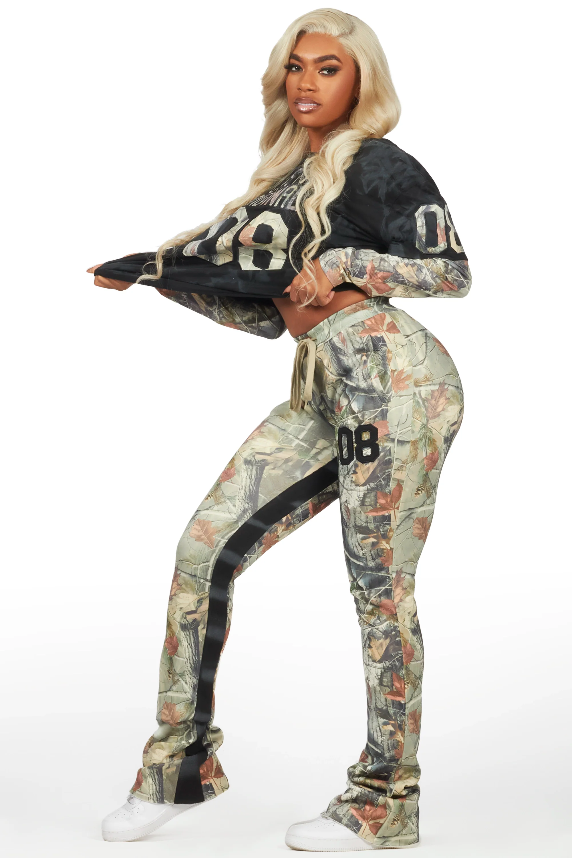 Chriseana Black/ Tree Camo Double Layer T-Shirt Trackset