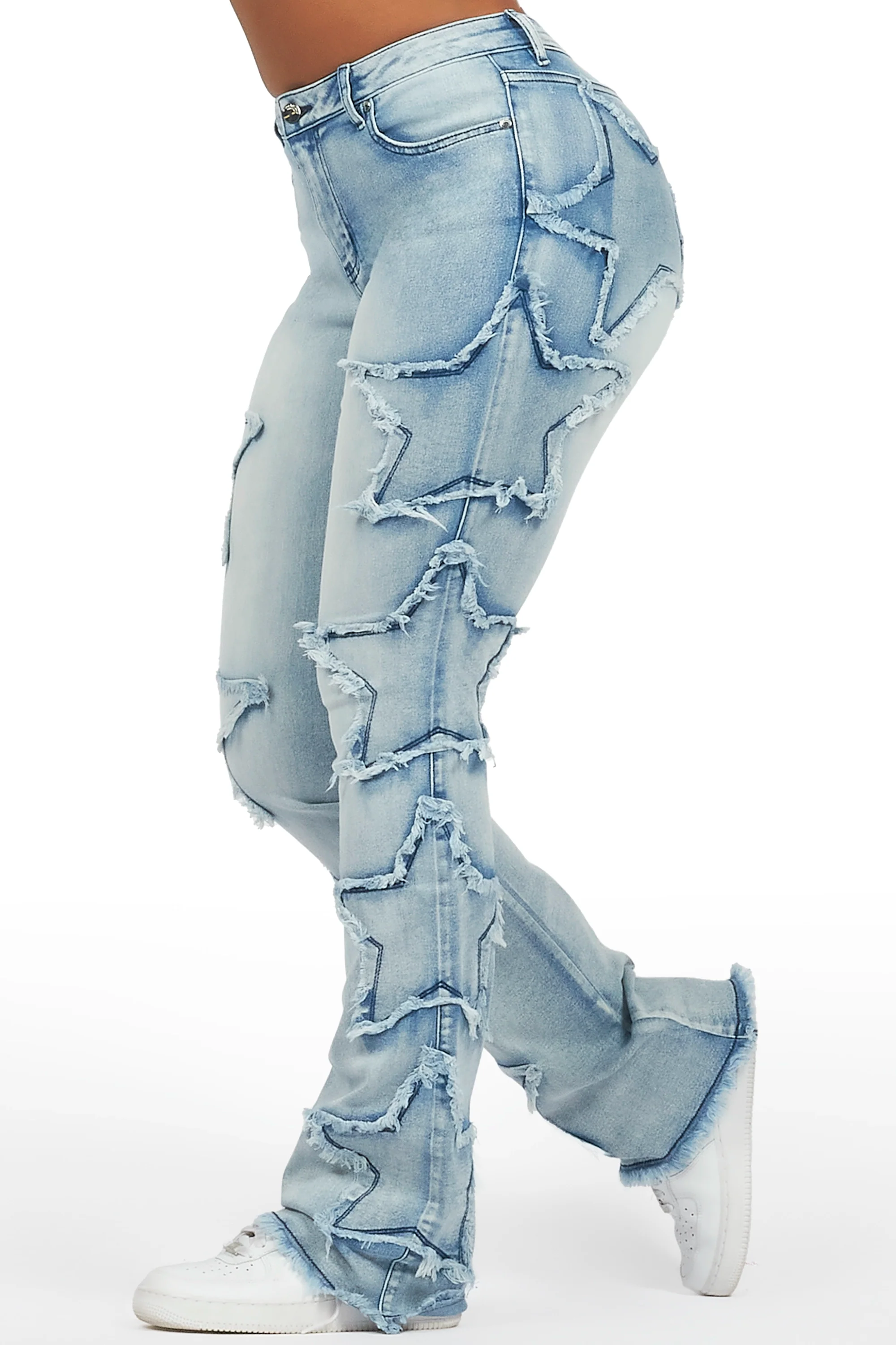 Sinayah Light Wash Stacked Flare Jean