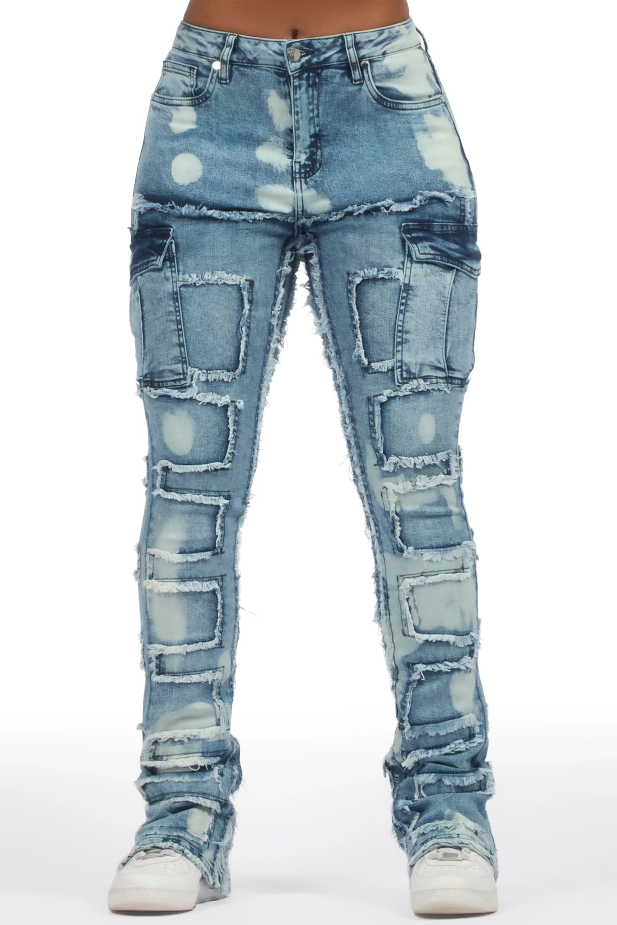 5488-ramia-blue-bleach-stacked-flare-jean-4.jpg Ramia Blue Bleach Stacked Flare Jean