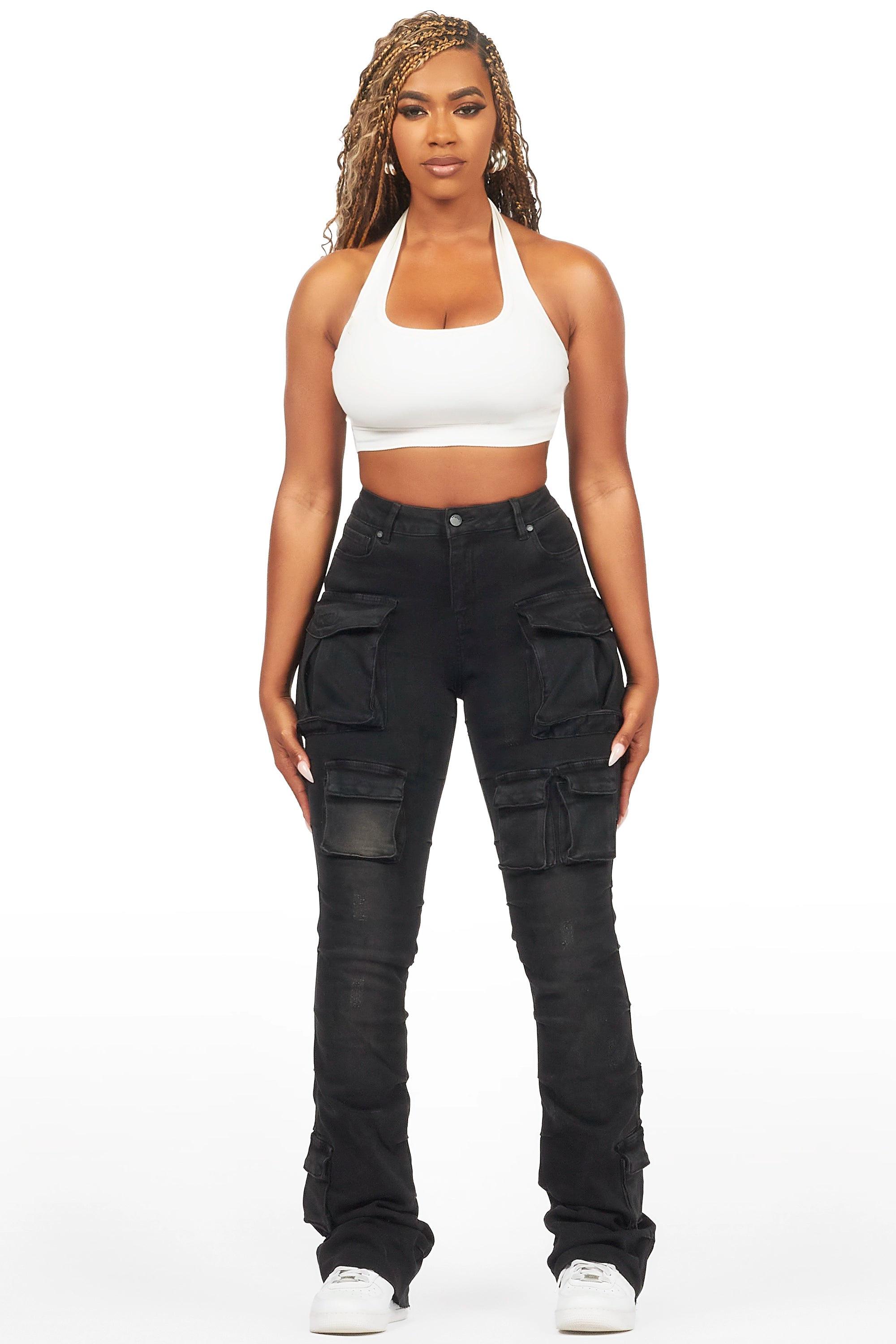 5514-chabria-black-stacked-flare-jean-4.jpg Chabria Black Stacked Flare Jean