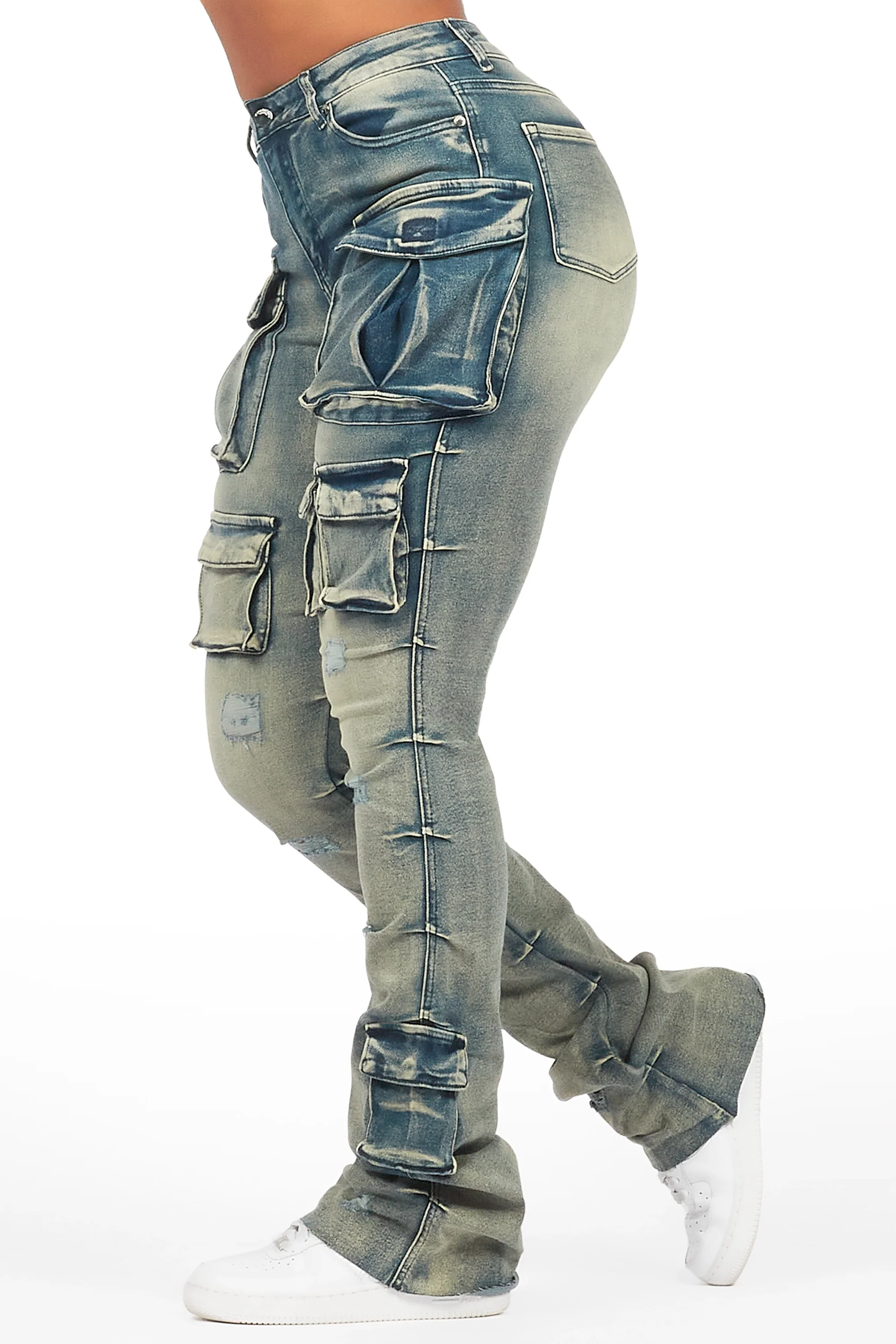 Chabria Tinted Dark Wash Stacked Flare Jean