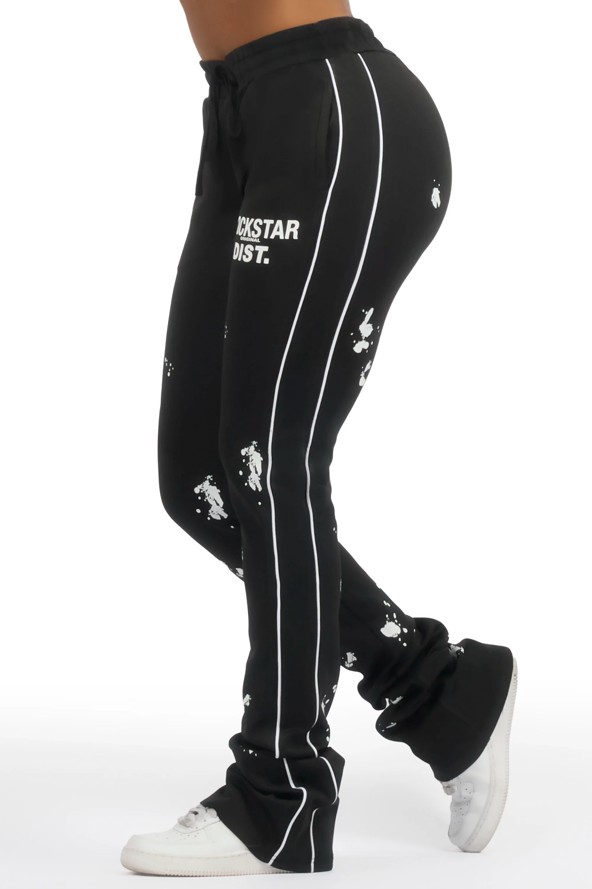 Selah Black Stacked Track Pant