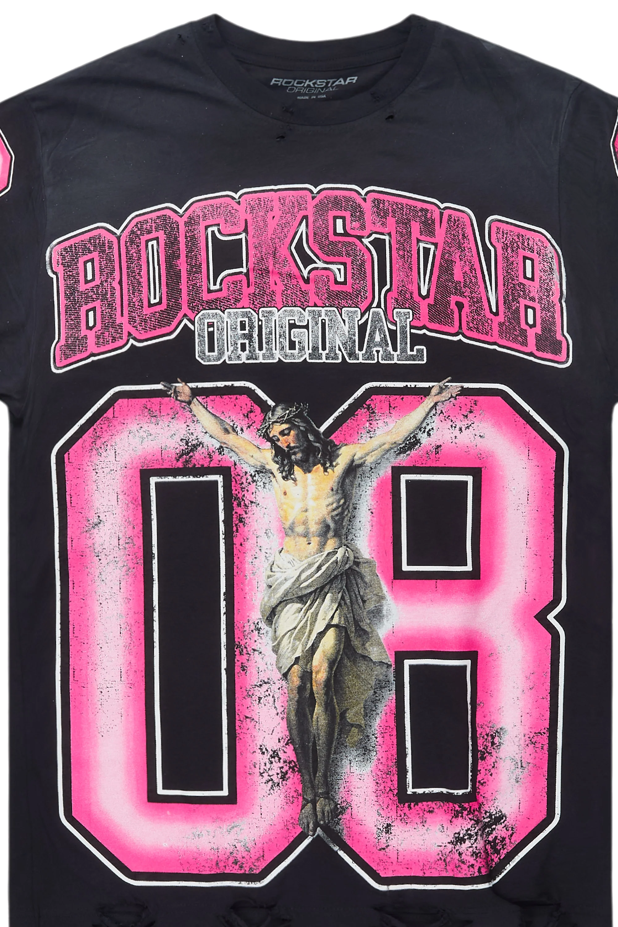 Tariqa Black/Pink Oversized T-Shirt