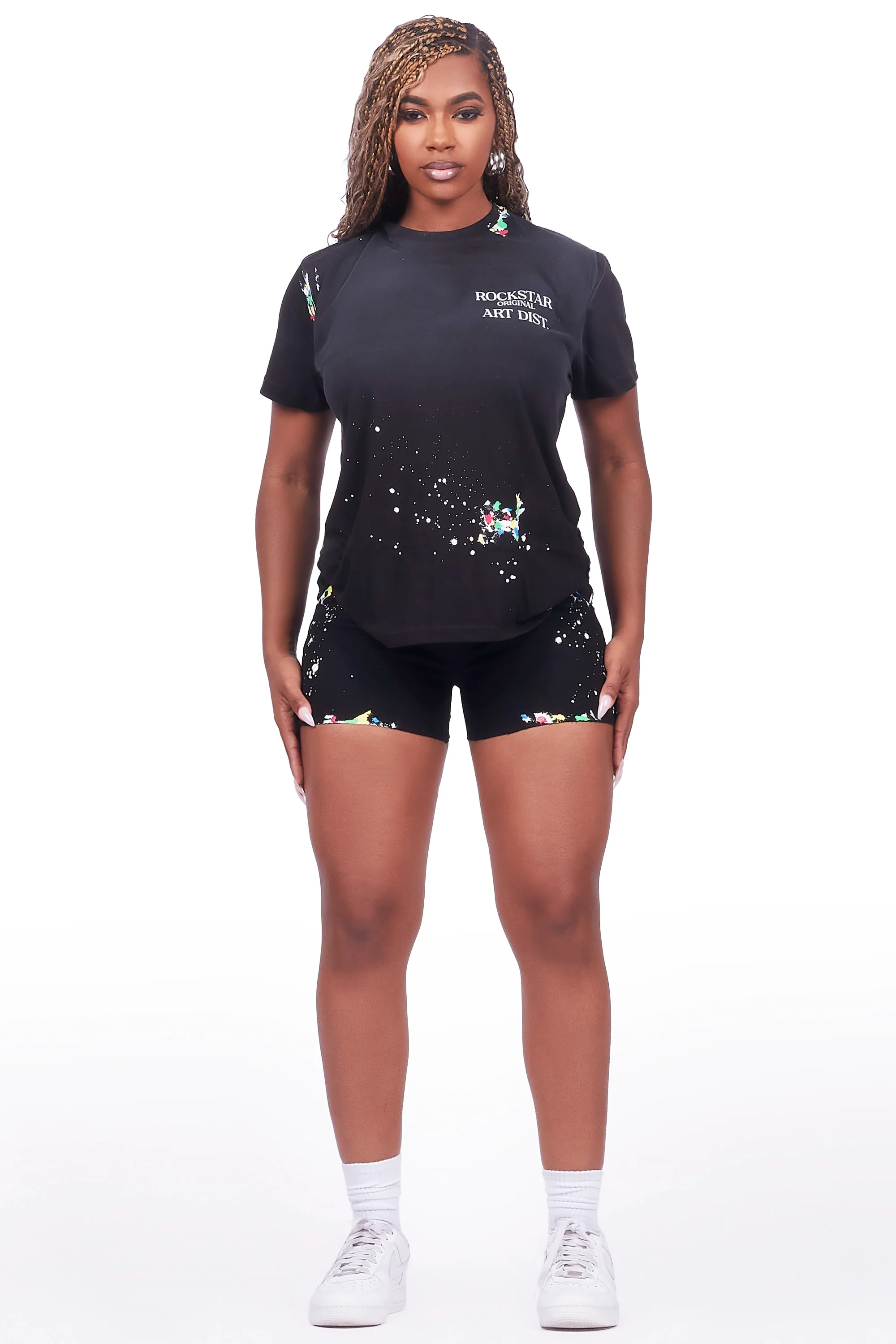 Nashiya Black Denim Short Set