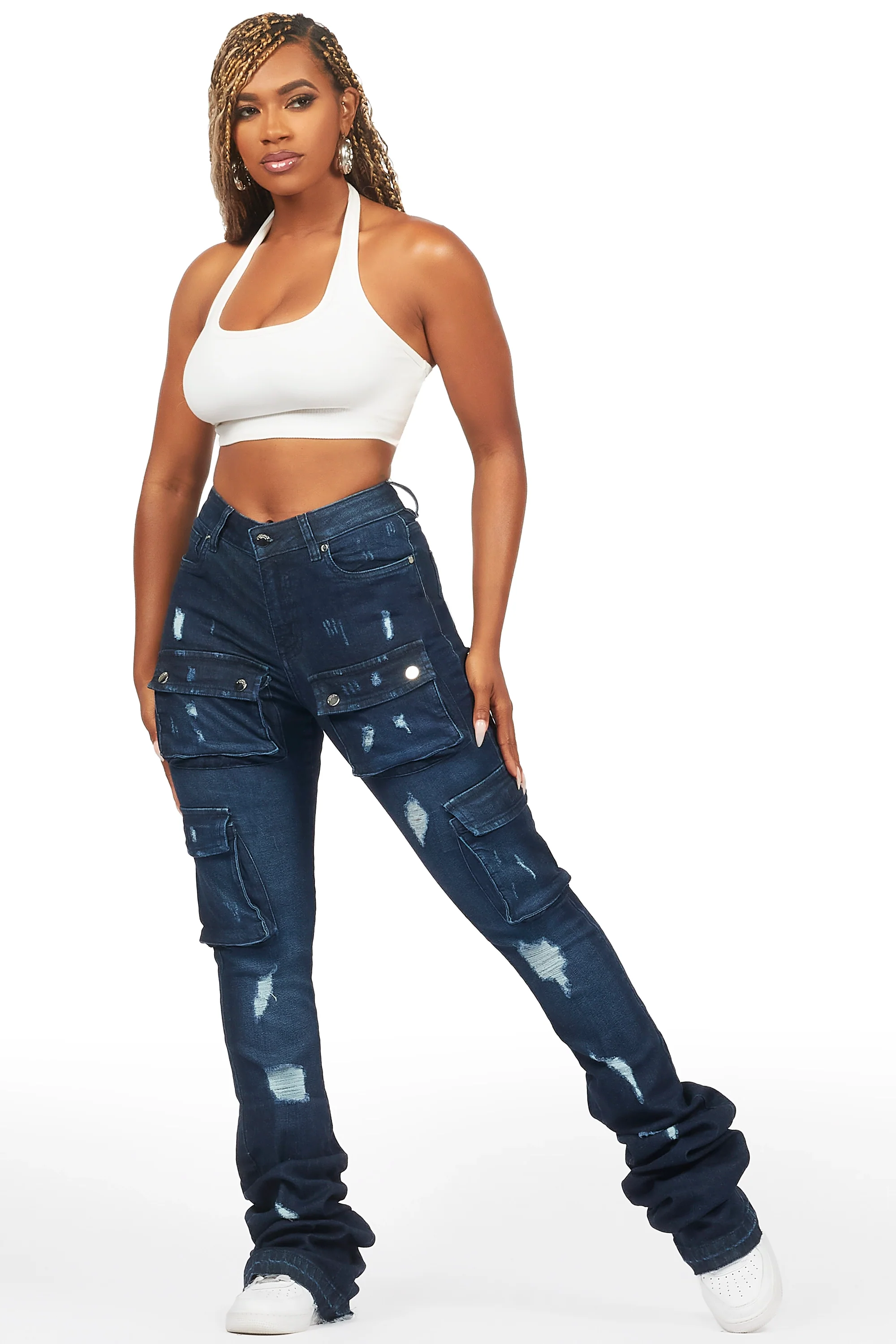 5853-noor-dark-wash-cargo-super-stacked-jean-3.webp Noor Dark Wash Cargo Super Stacked Jean