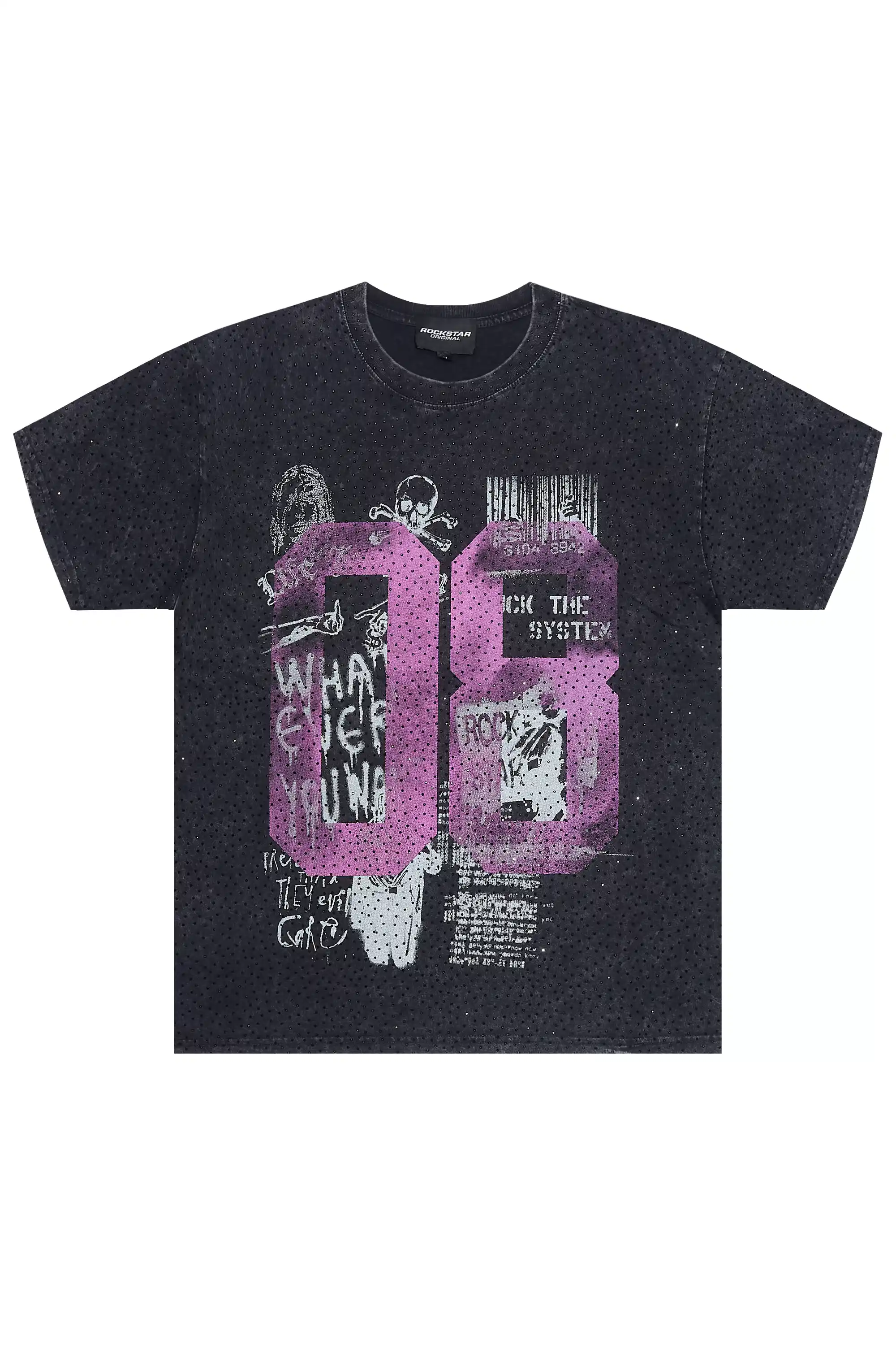 Kammile Black Rhinestone T-Shirt