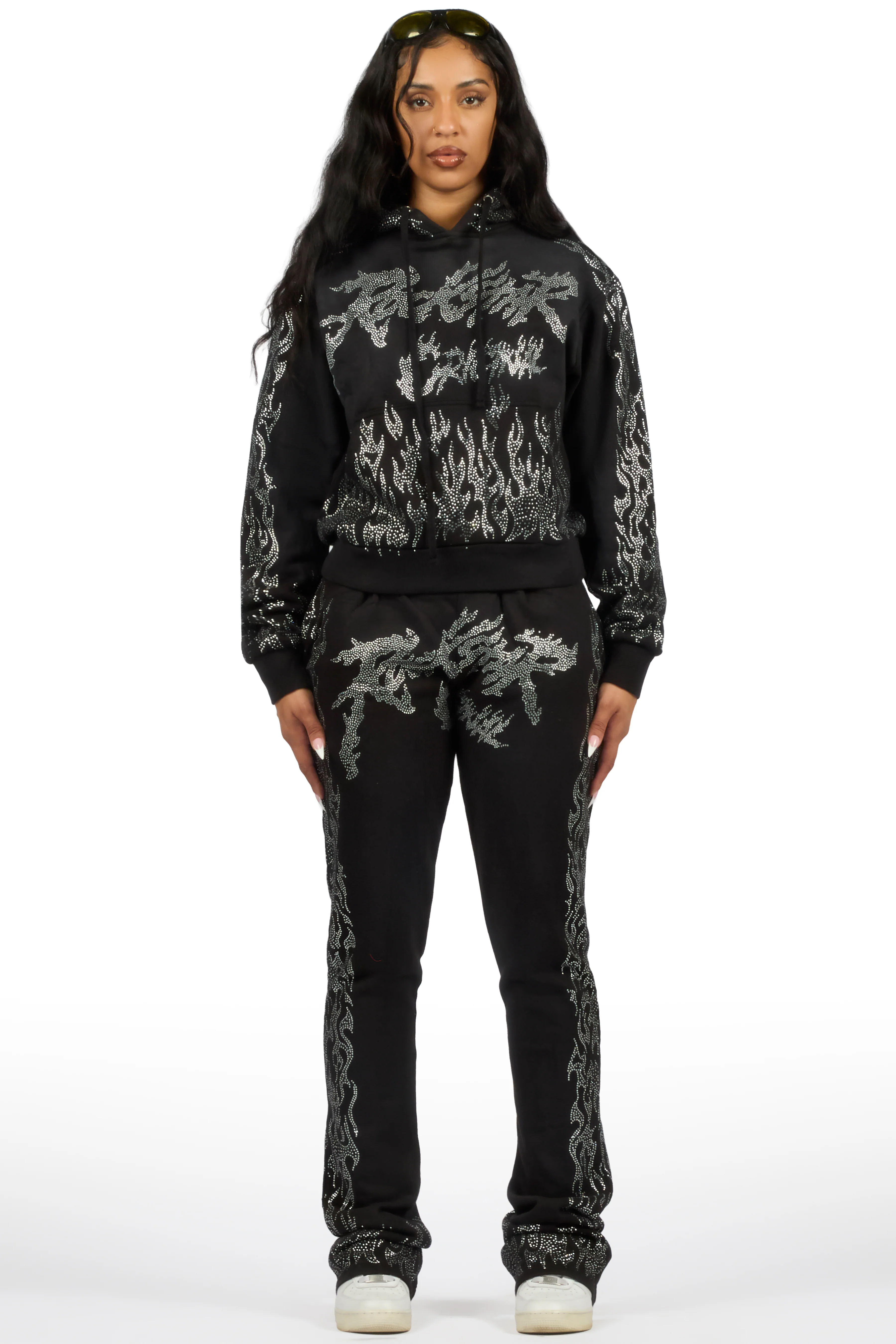 Alaena Black Rhinestone Stacked Trackset