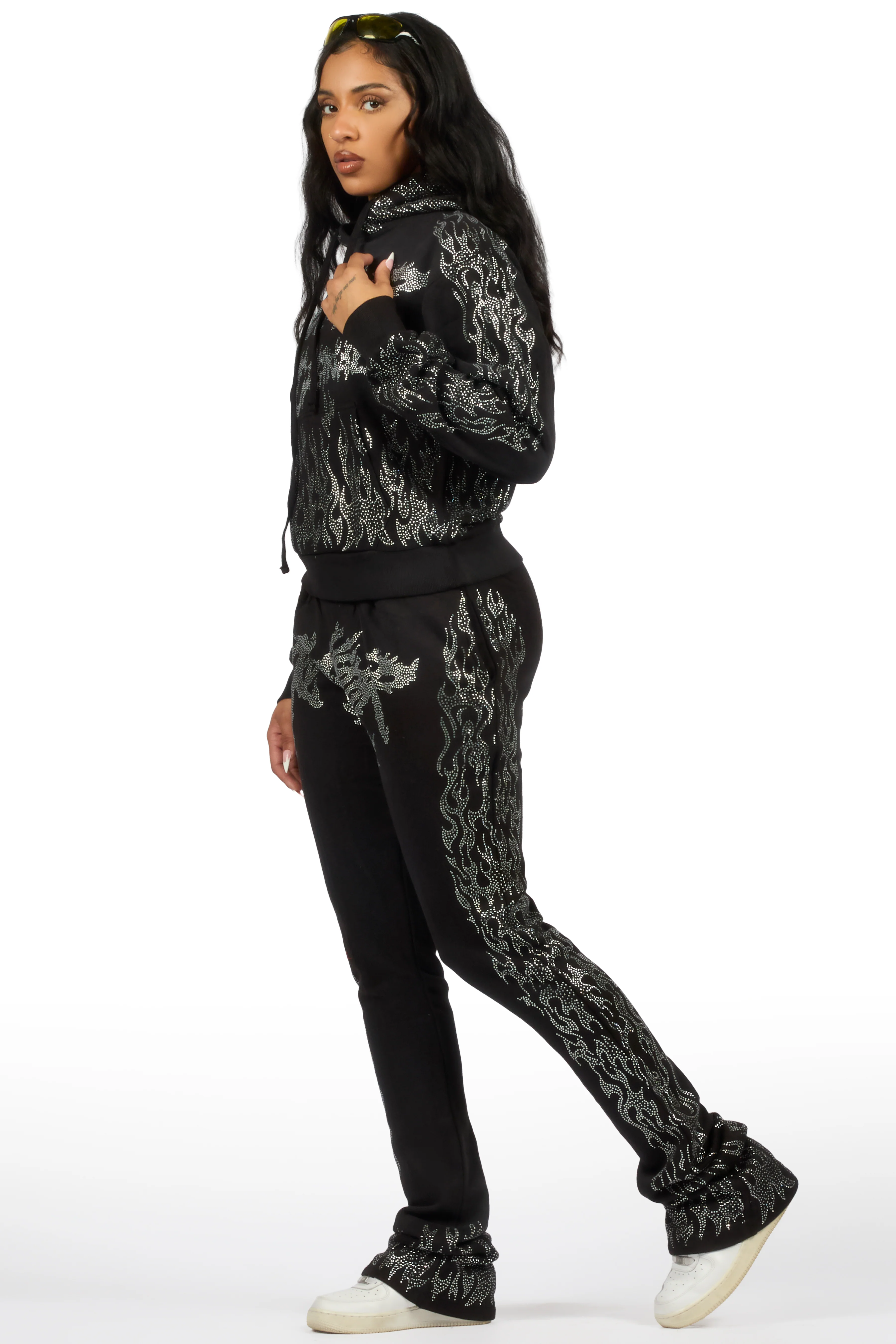 Alaena Black Rhinestone Stacked Trackset