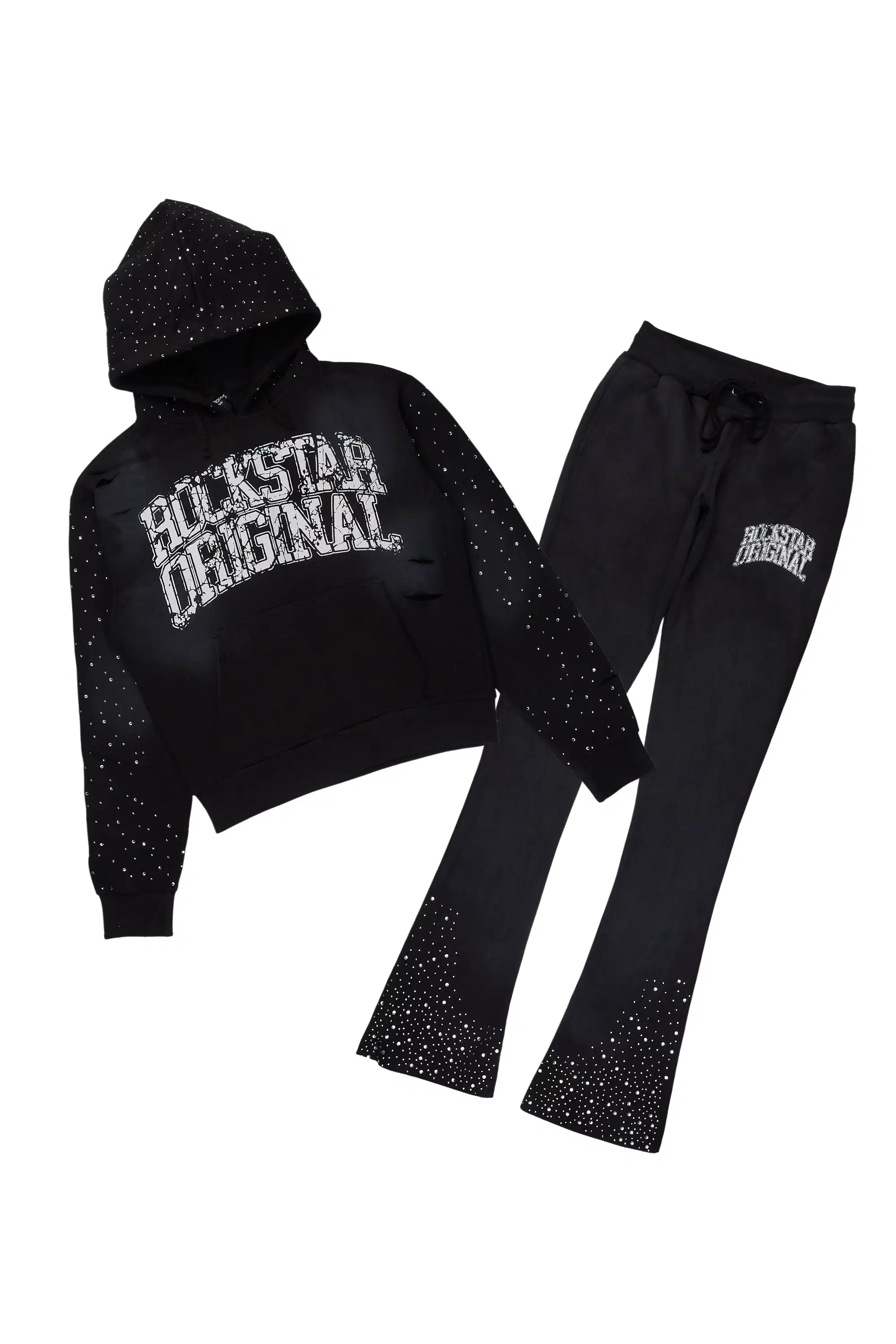 Koreena Black Rhinestone Stacked Trackset