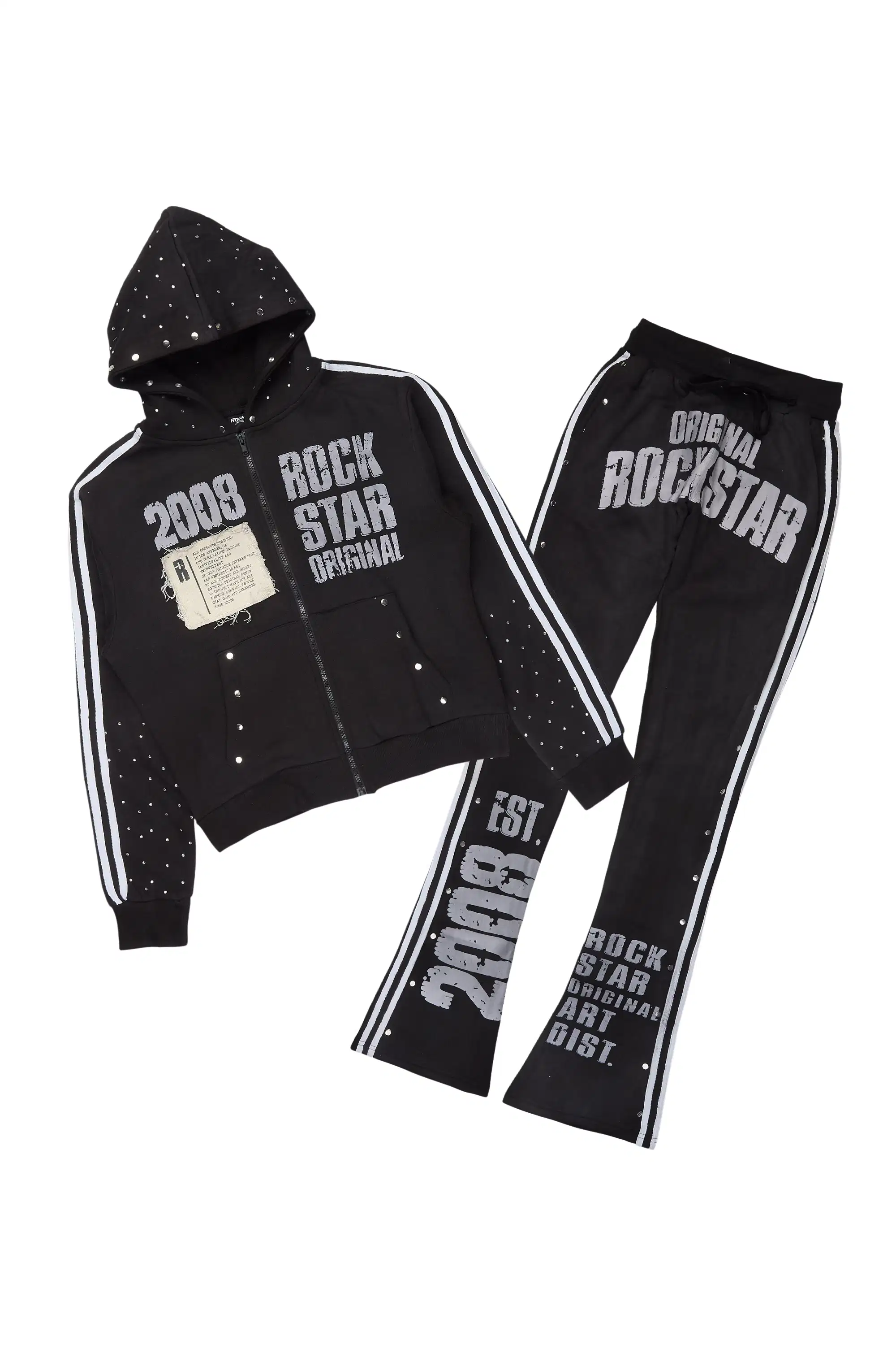 Dontrella Black Rhinestone Zip Up Stacked Trackset