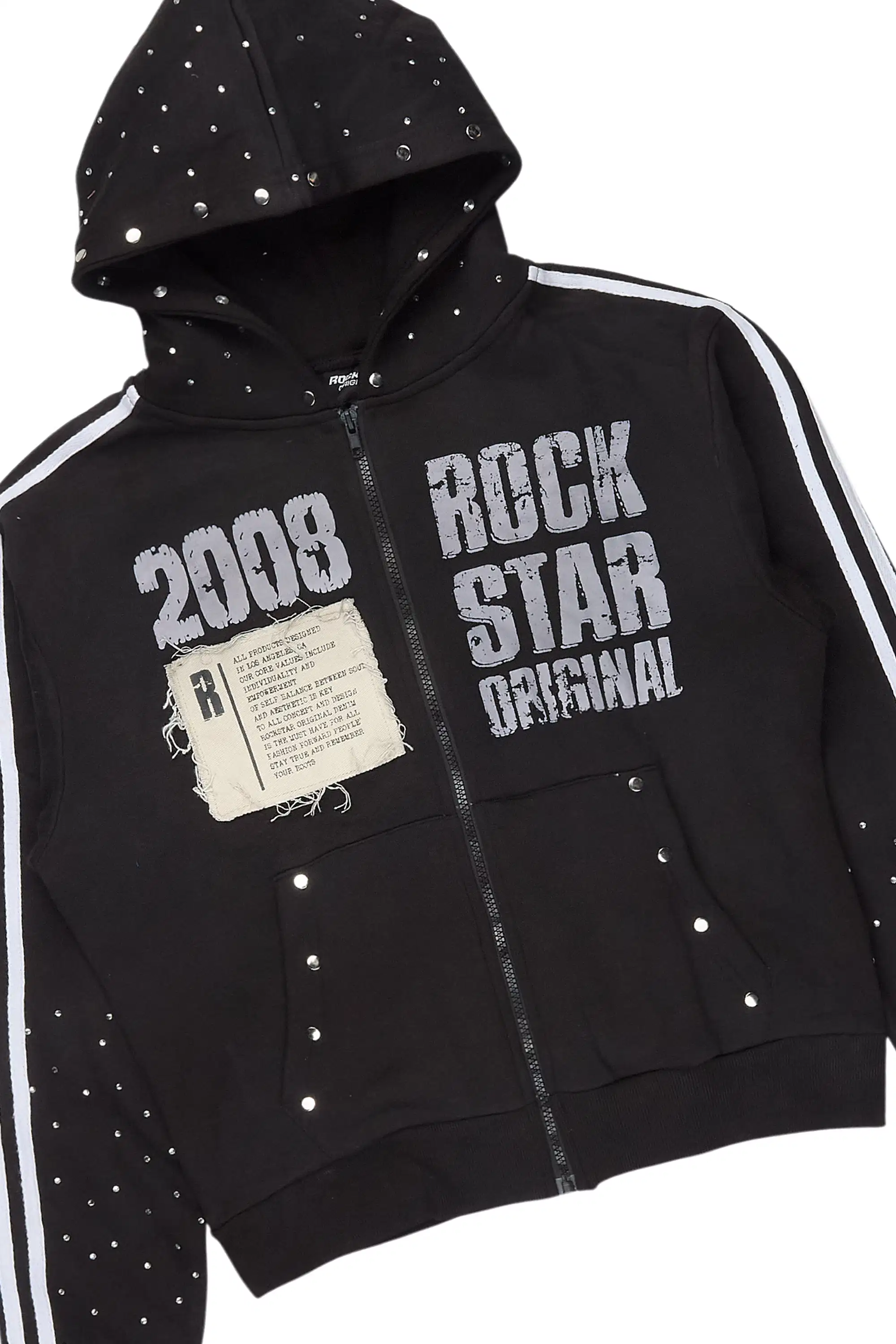 Dontrella Black Rhinestone Zip Up Stacked Trackset