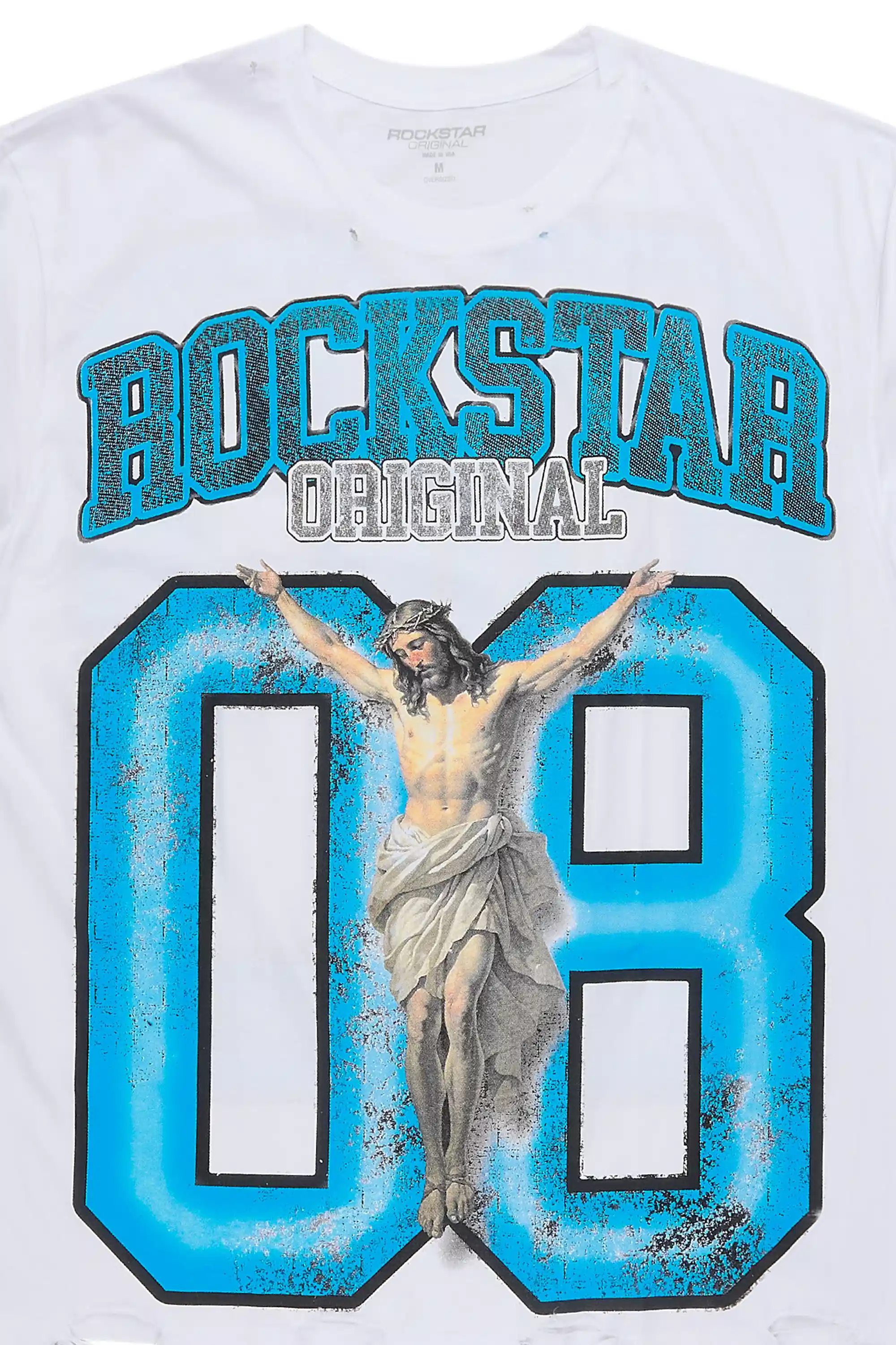 Tariqa White/Blue Oversized T-Shirt