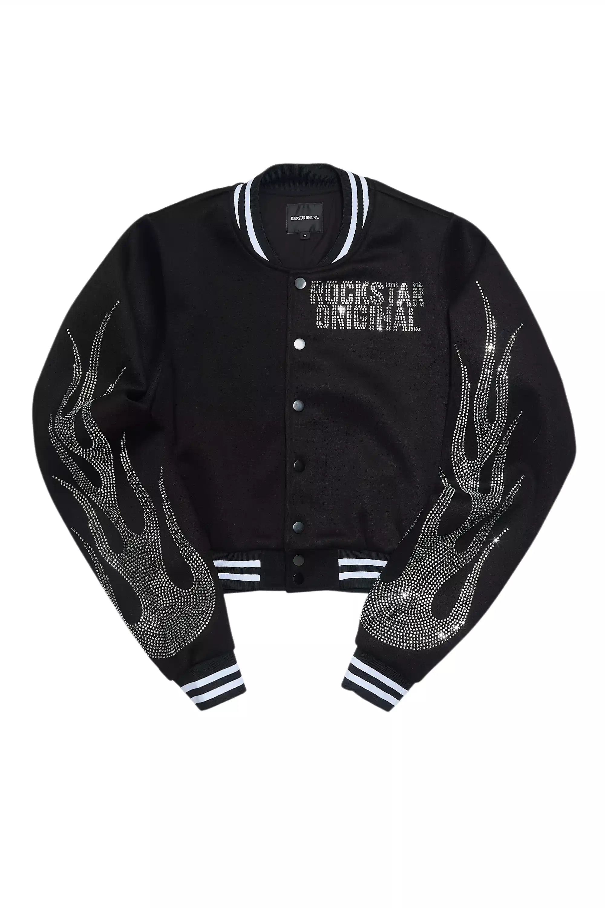 Beunca Black Rhinestone Varsity Jacket
