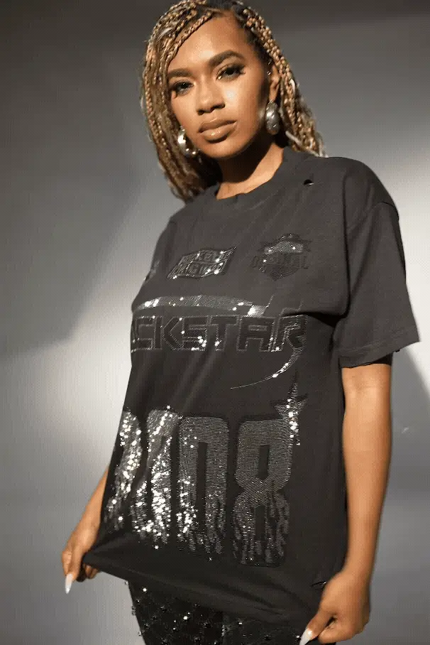 Kemora Black Rhinestone Oversized T-Shirt