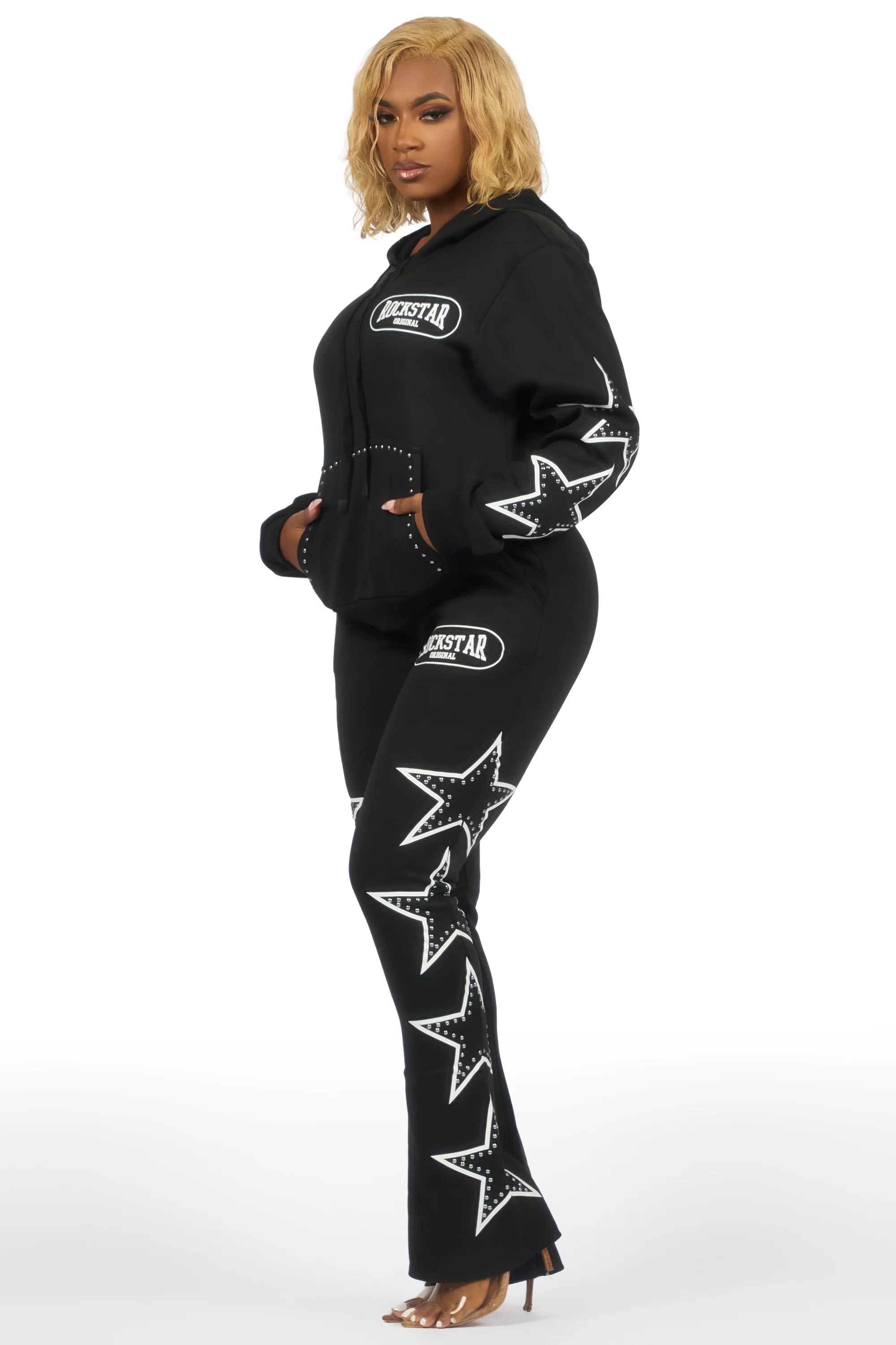 Alexius Black Rhinestone Stacked Track Set