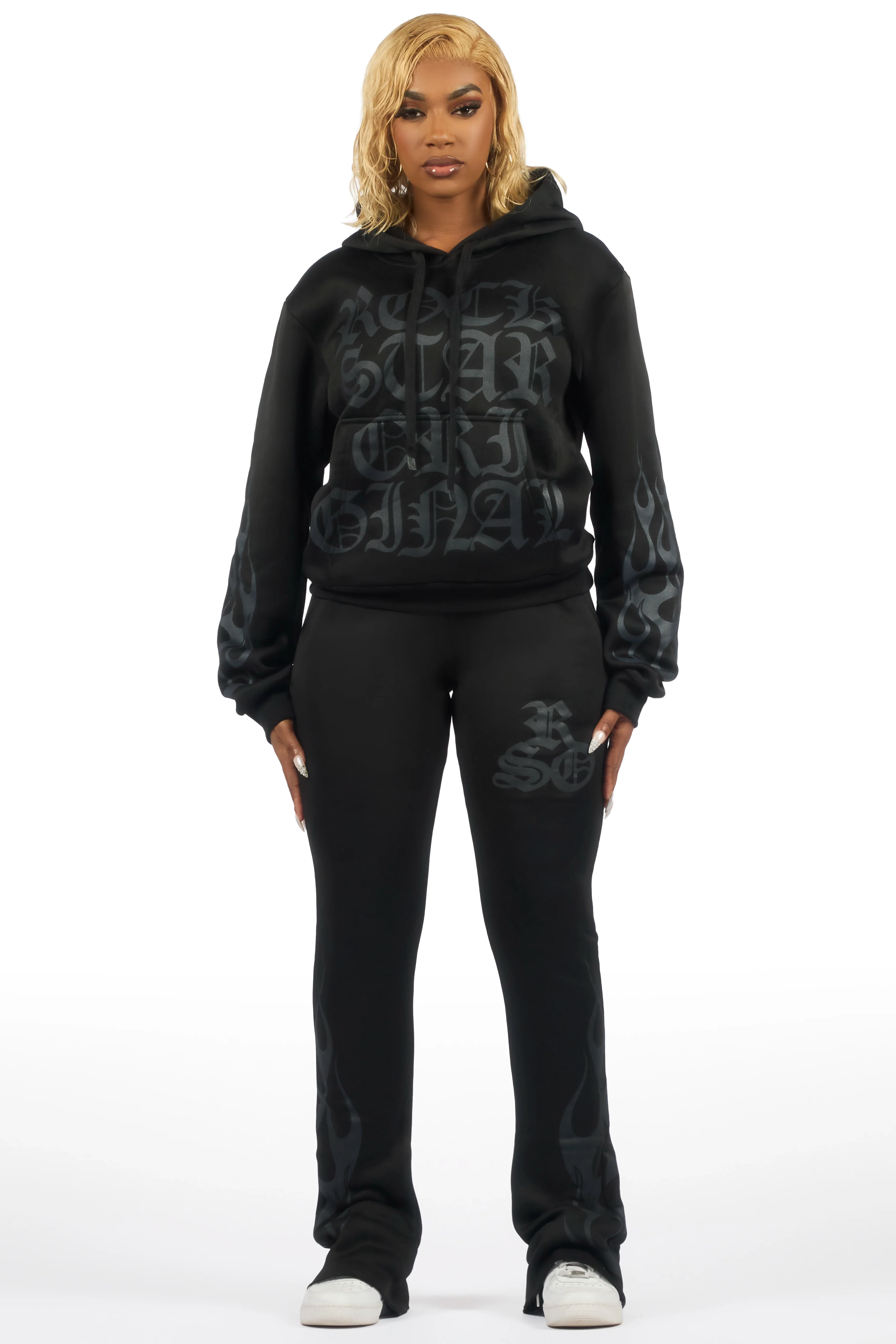 Anisha Black Stacked Track Set