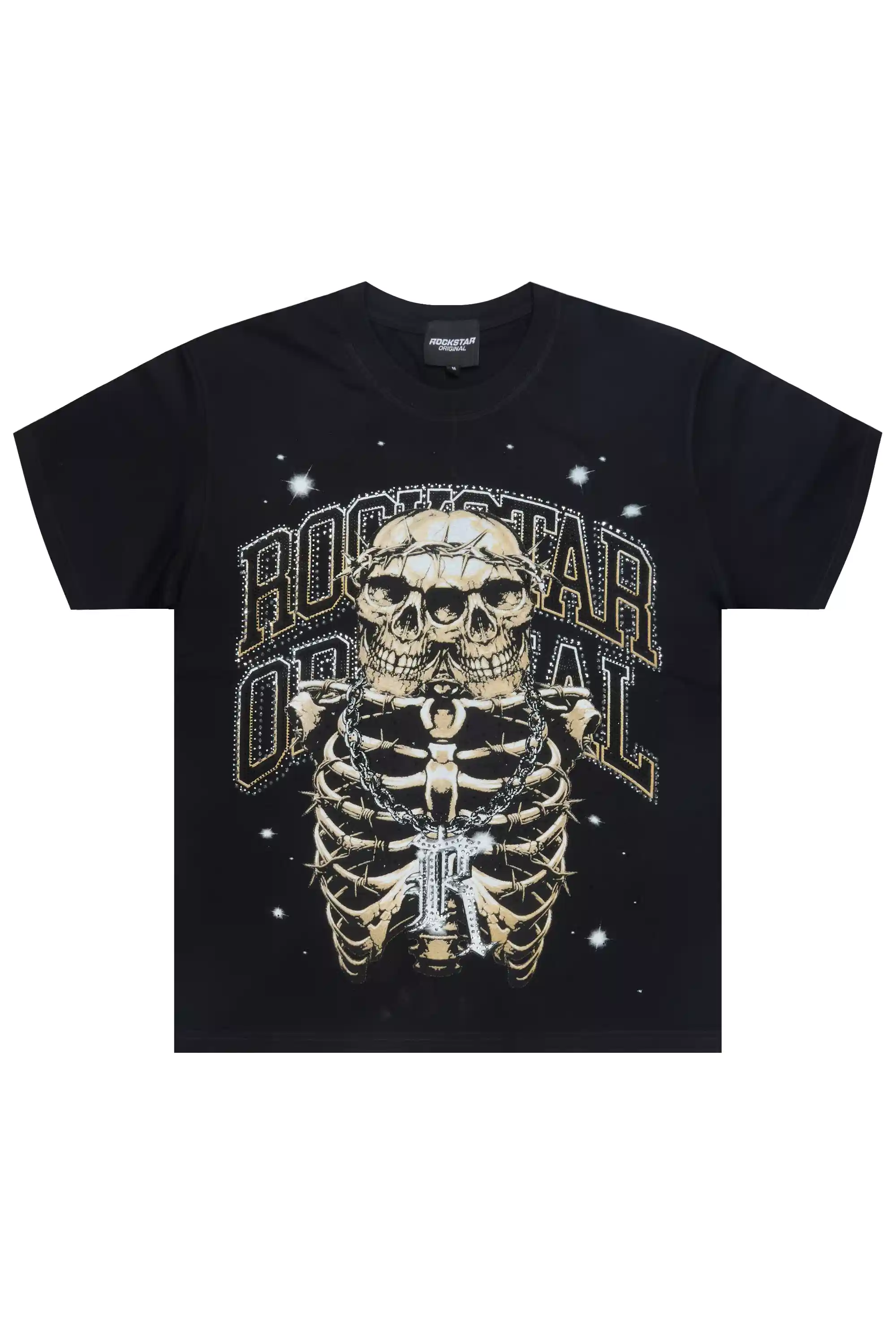 Iyonna Black Rhinestone Short Sleeve Tee