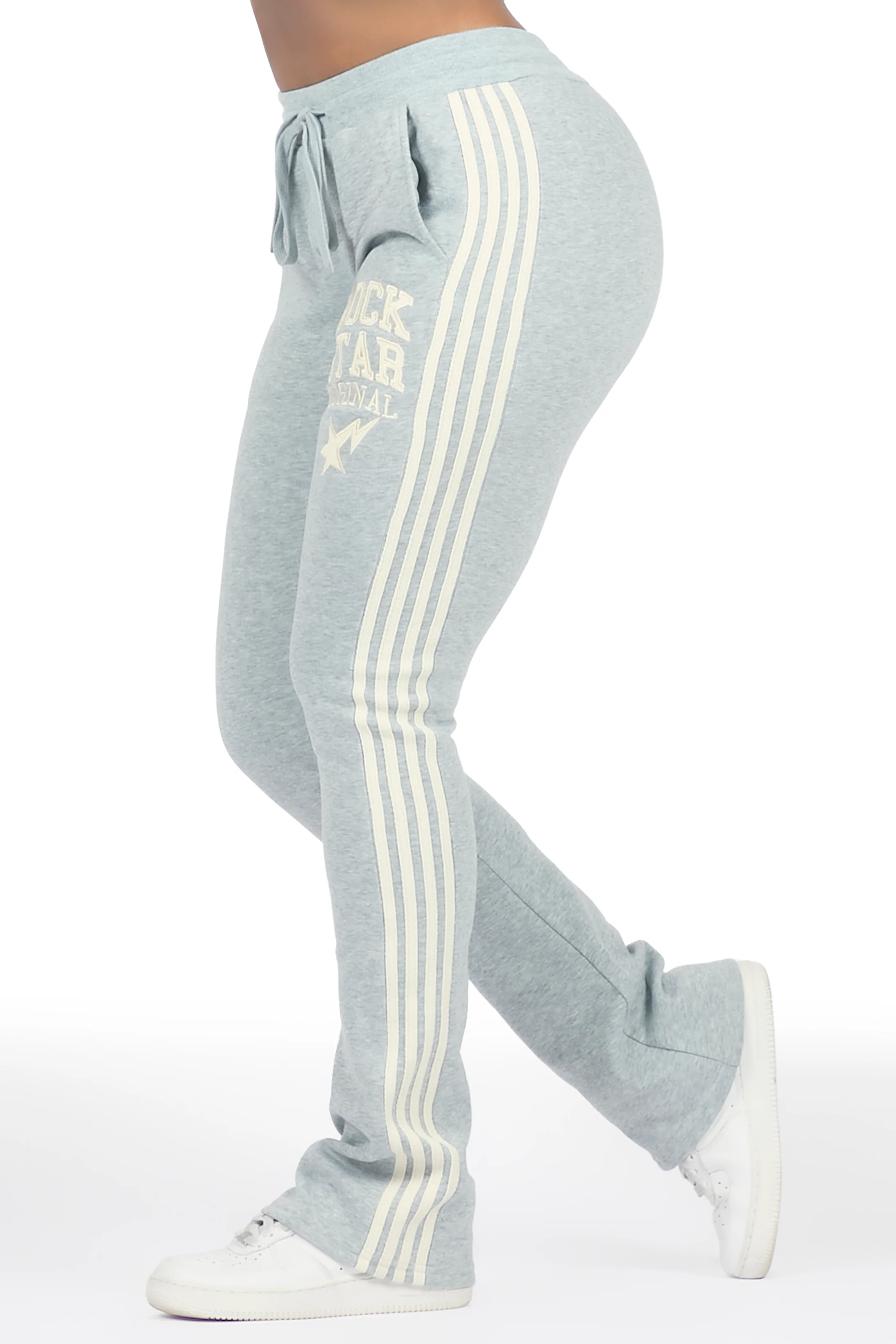 Briana Heather Grey Stacked Track Pant