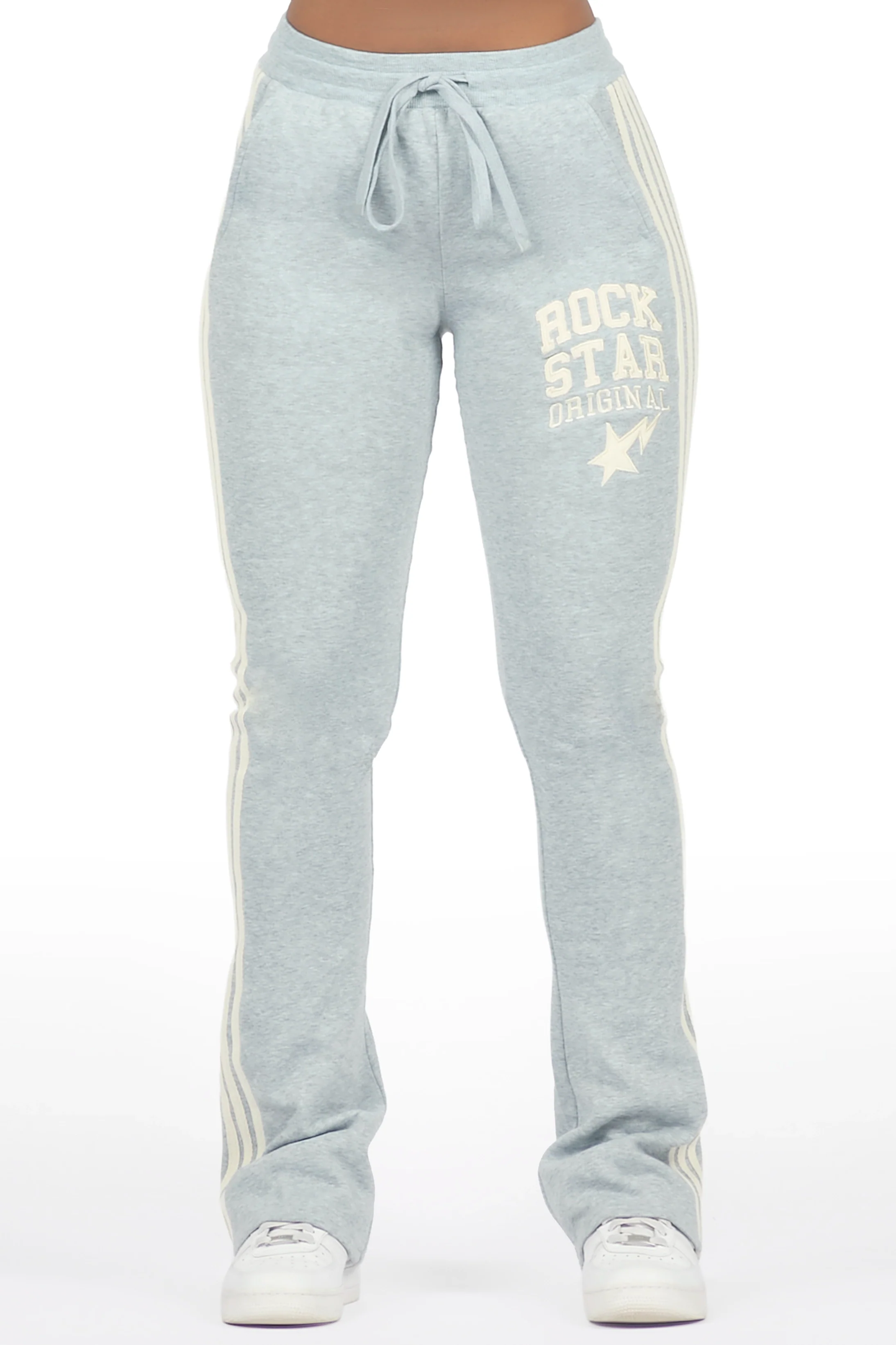 Briana Heather Grey Stacked Track Pant