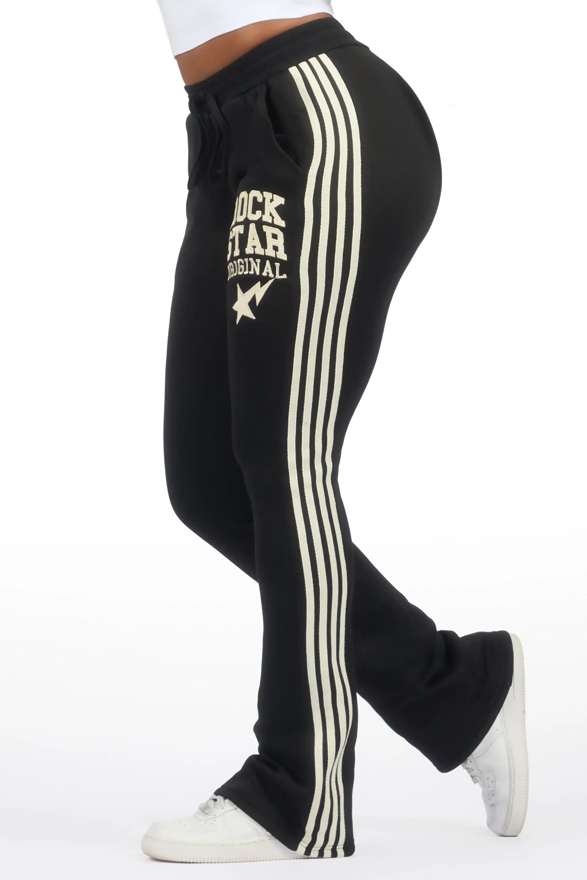 Briana Black Stacked Track Pant