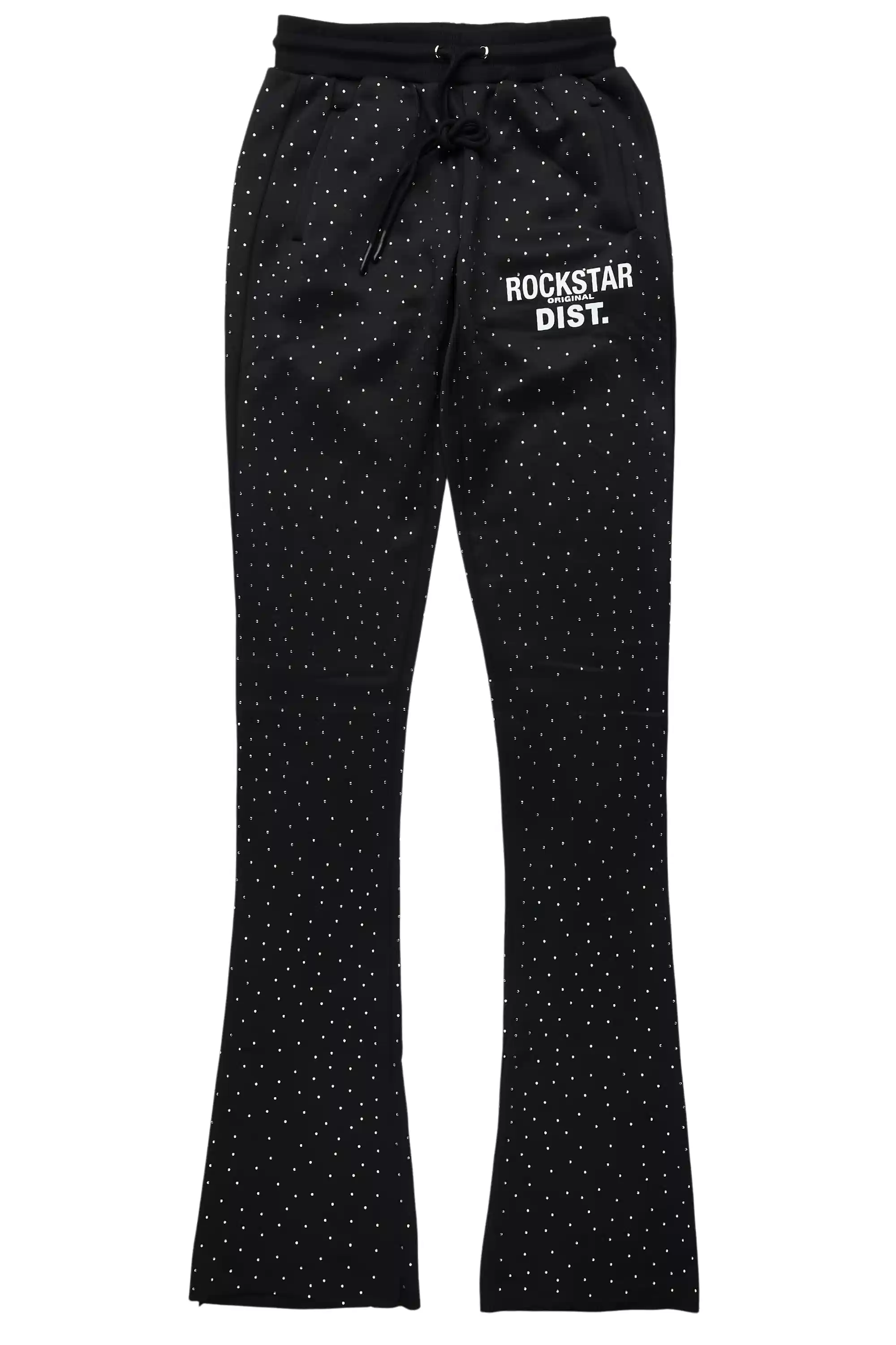 Juliana Black Rhinestone Stacked Track Pant